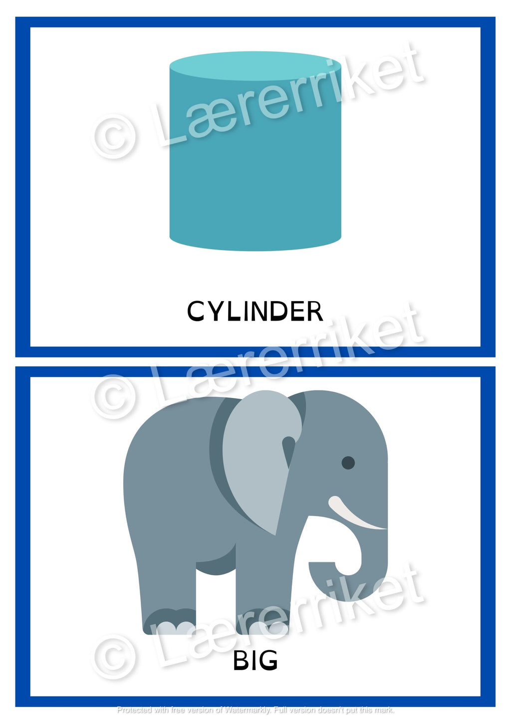 Flashcards - Size and shapes