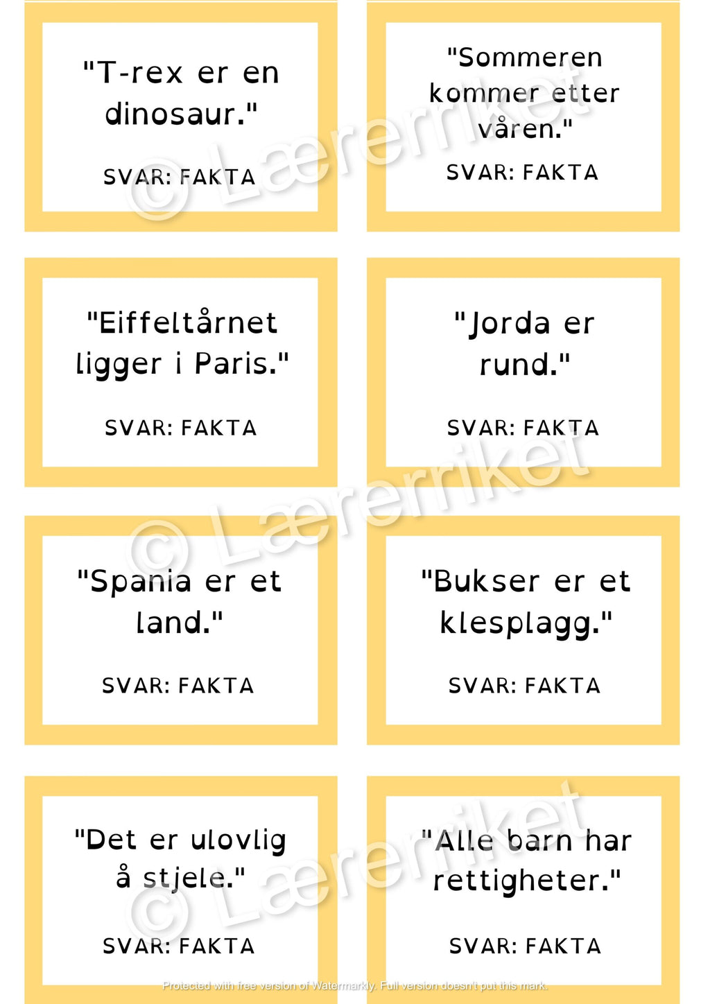 Meninger og fakta - spill