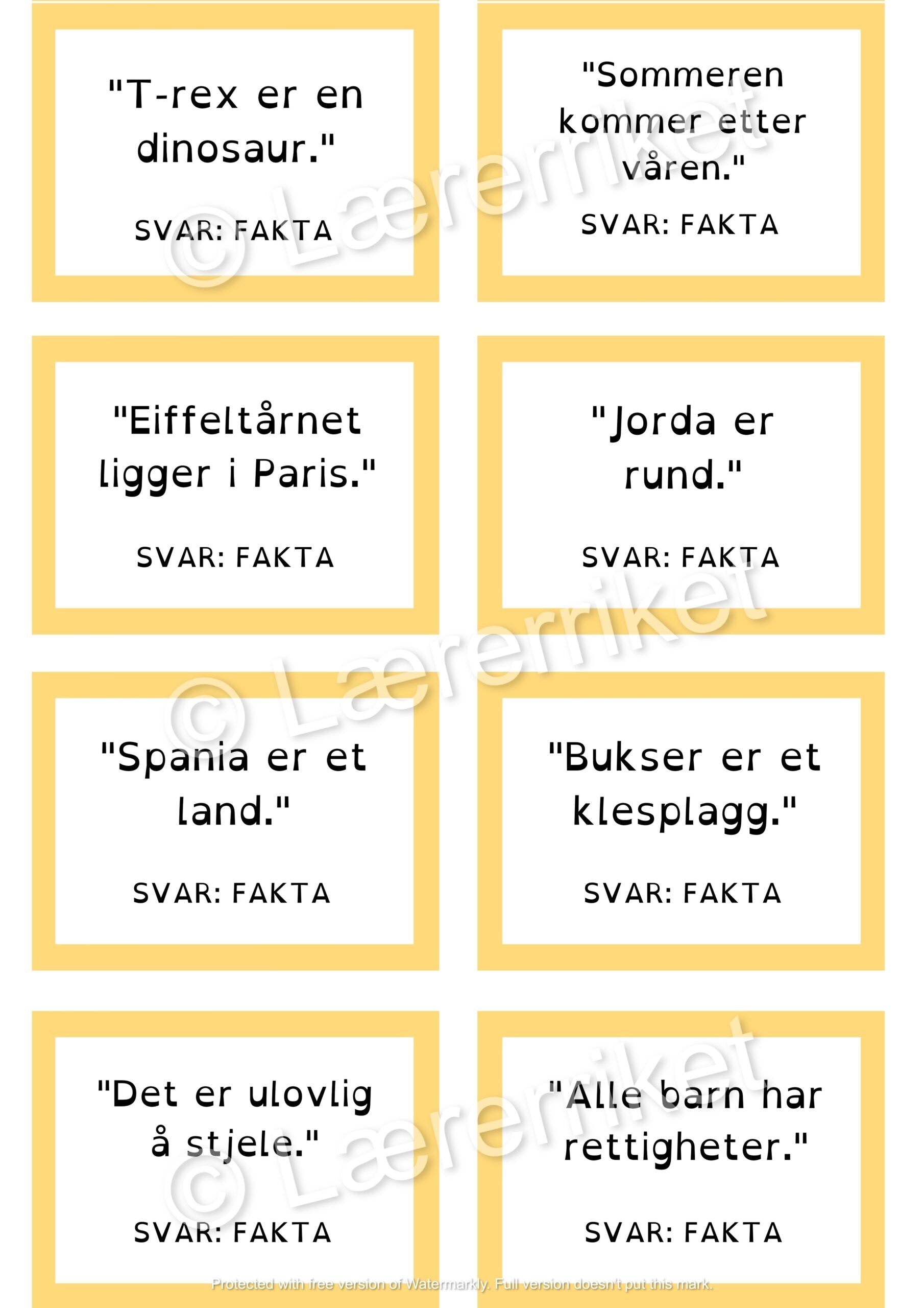 Meninger og fakta - spill