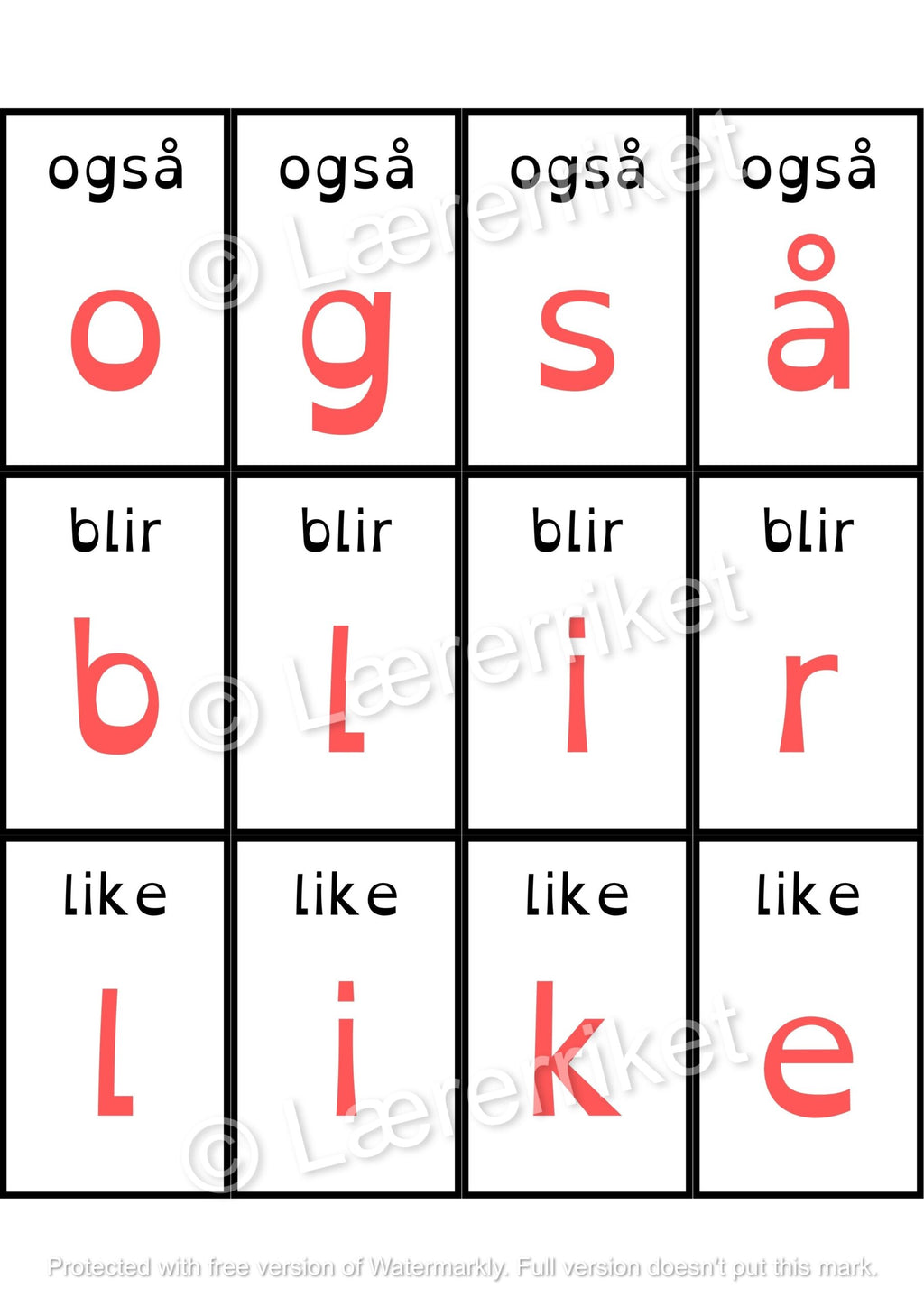 Høyfrekvente ord - pusleord