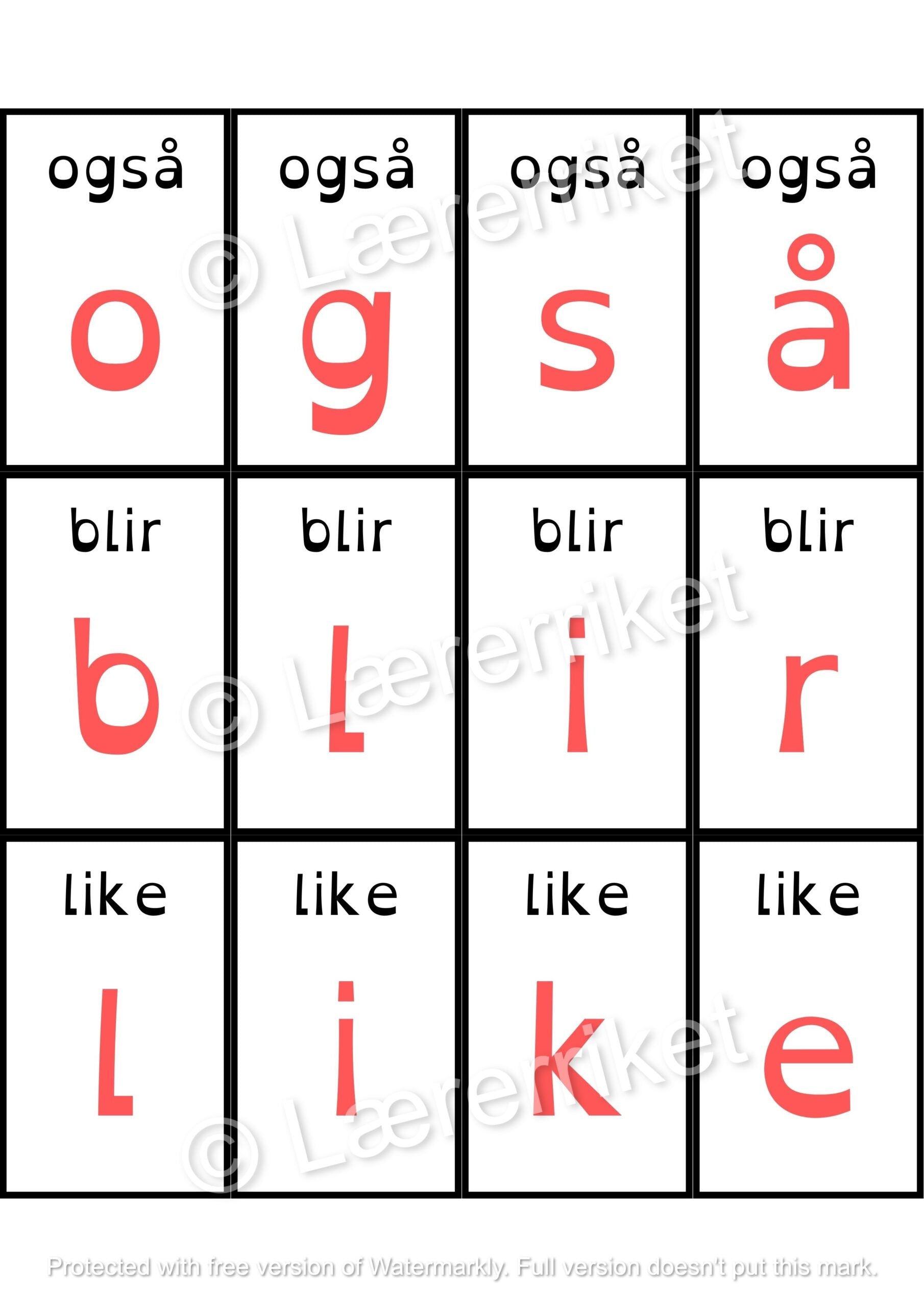 Høyfrekvente ord - pusleord