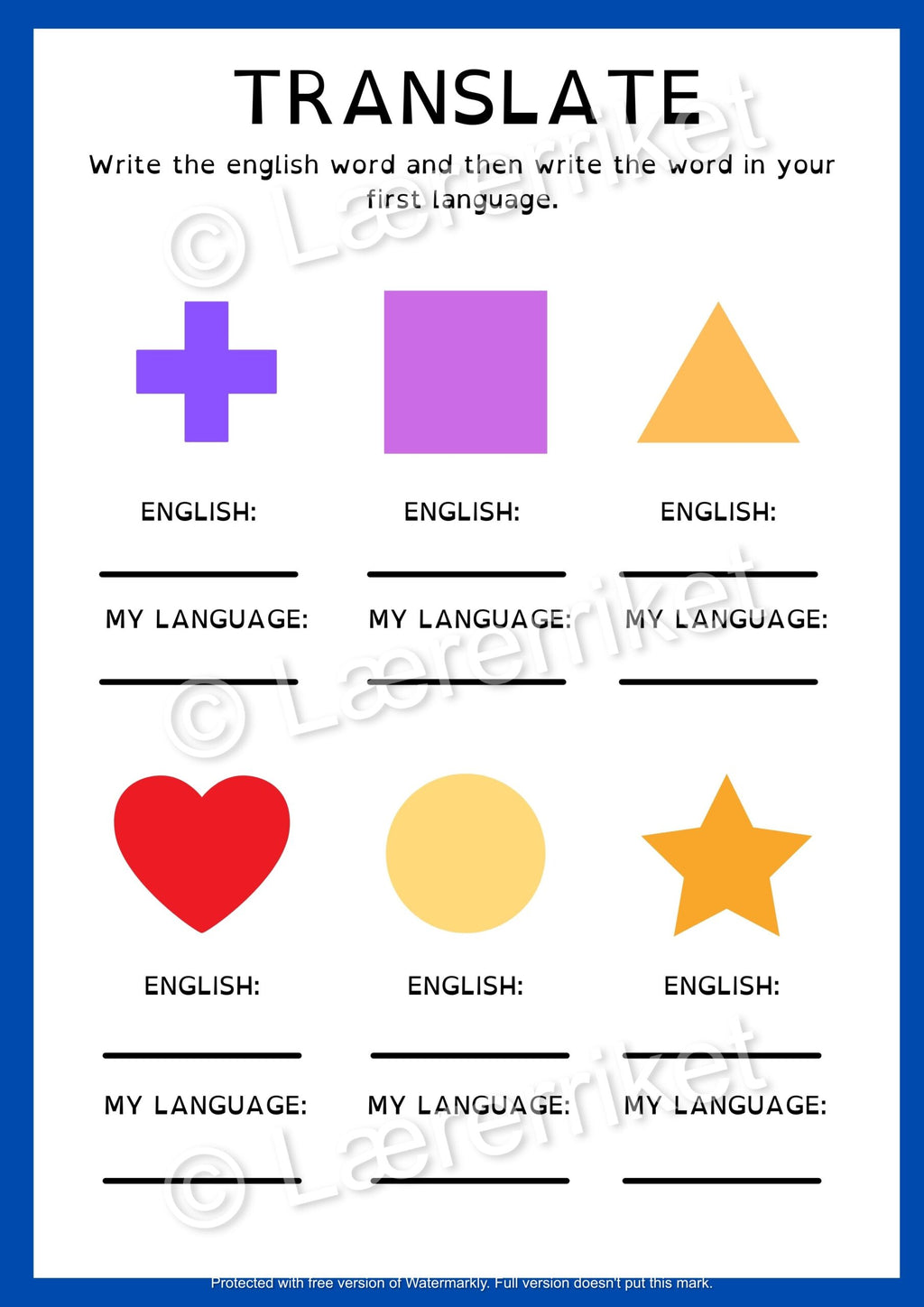 Engelsk oppgavehefte - Size and shapes