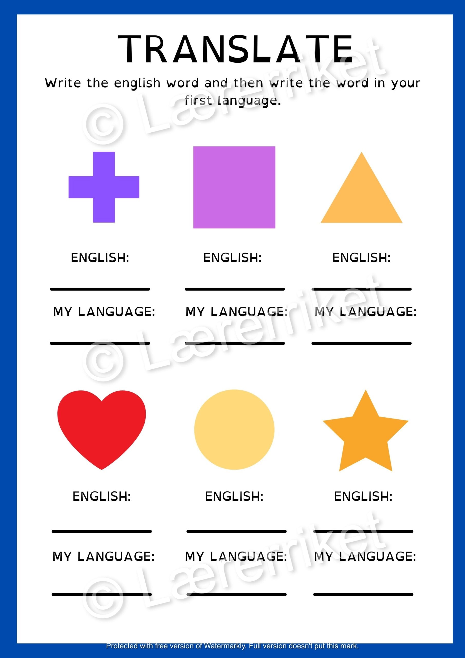 Engelsk oppgavehefte - Size and shapes