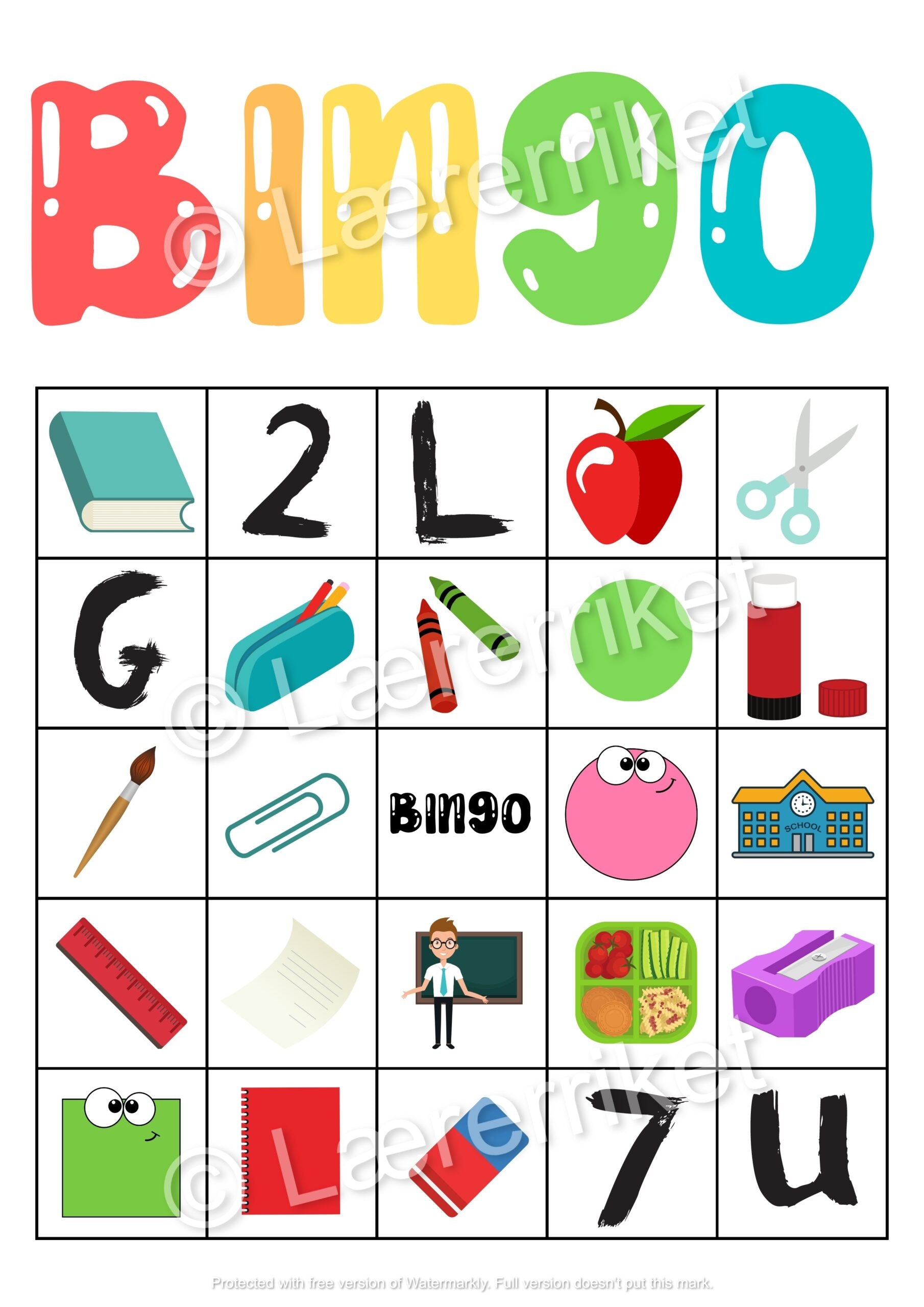 Skolestart-bingo