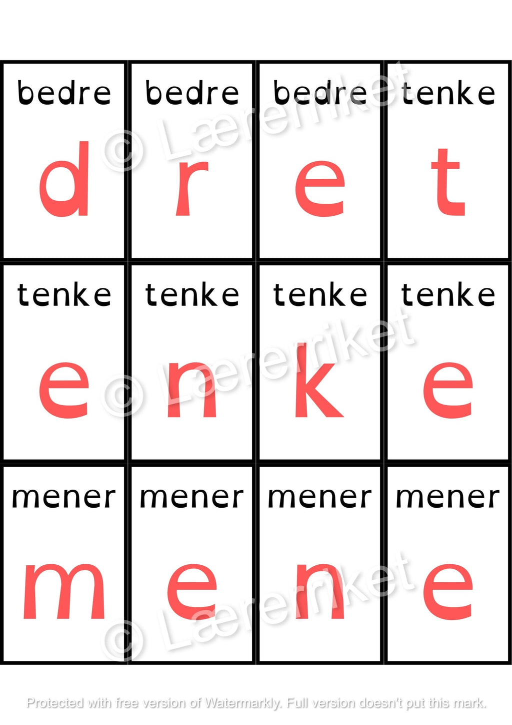 Høyfrekvente ord - pusleord