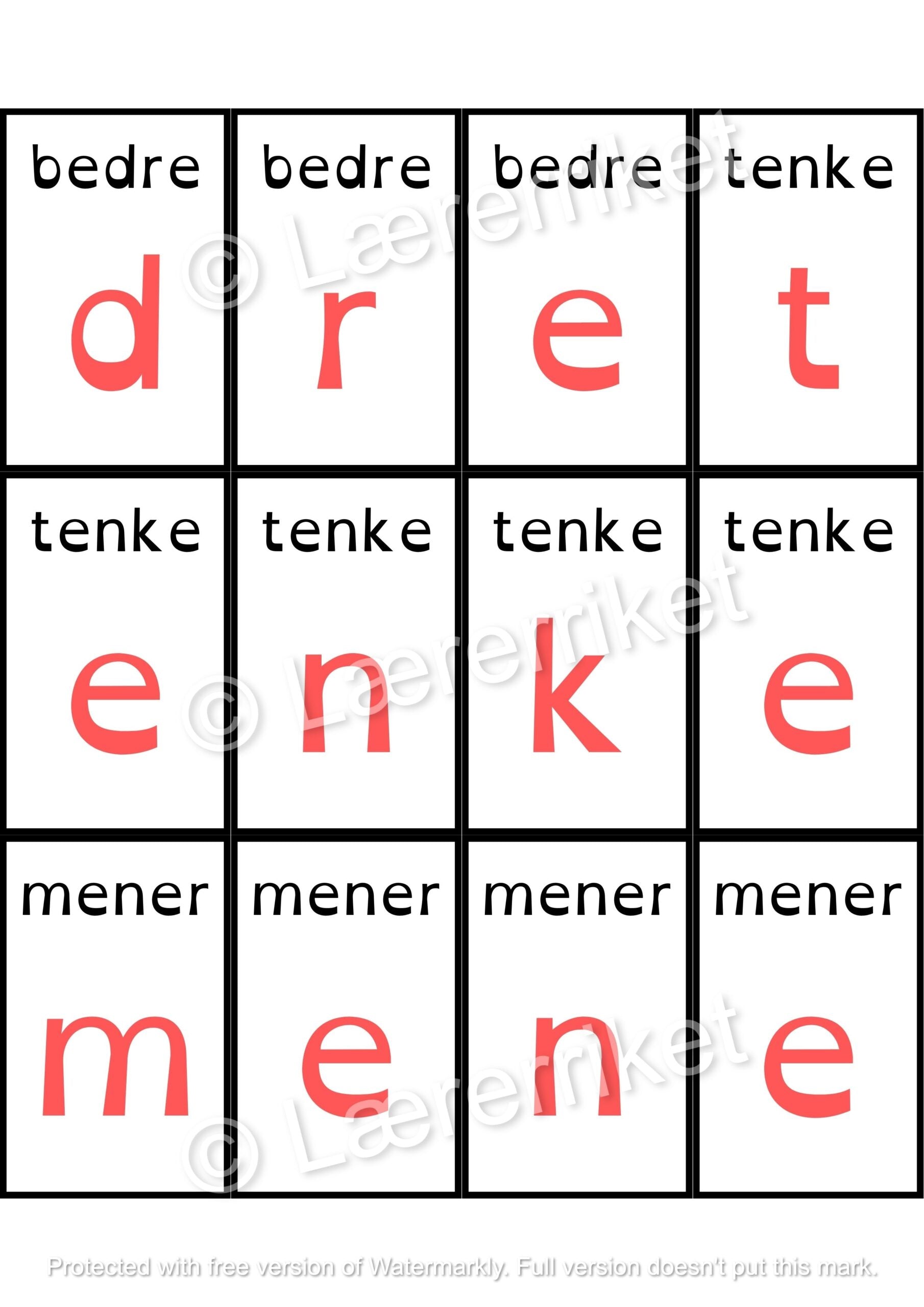 Høyfrekvente ord - pusleord