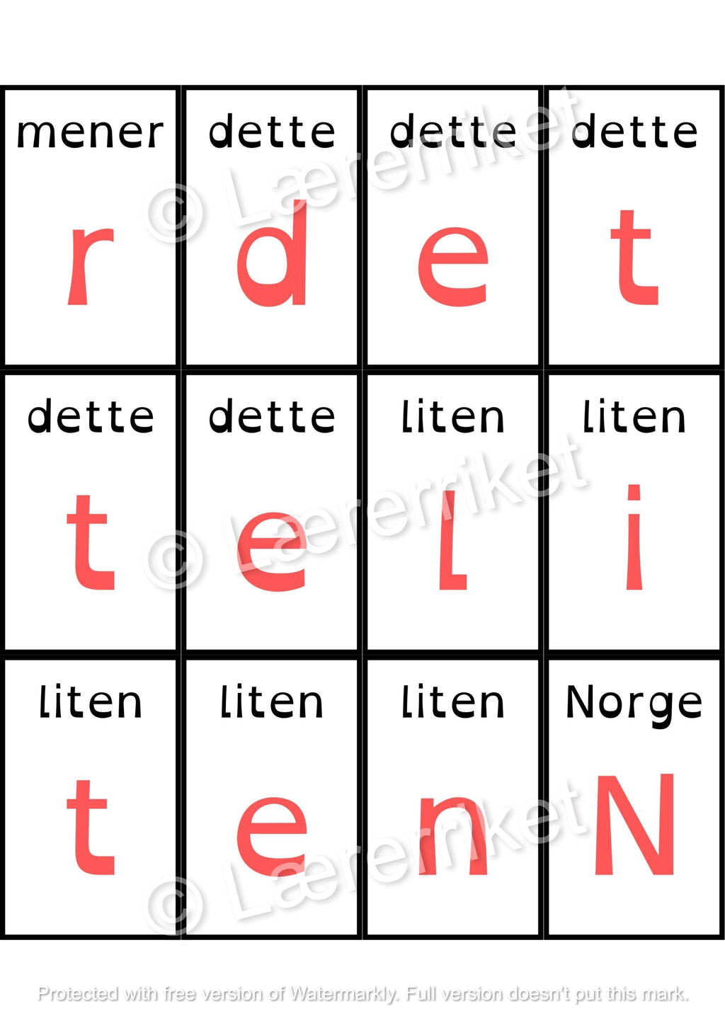Høyfrekvente ord - pusleord