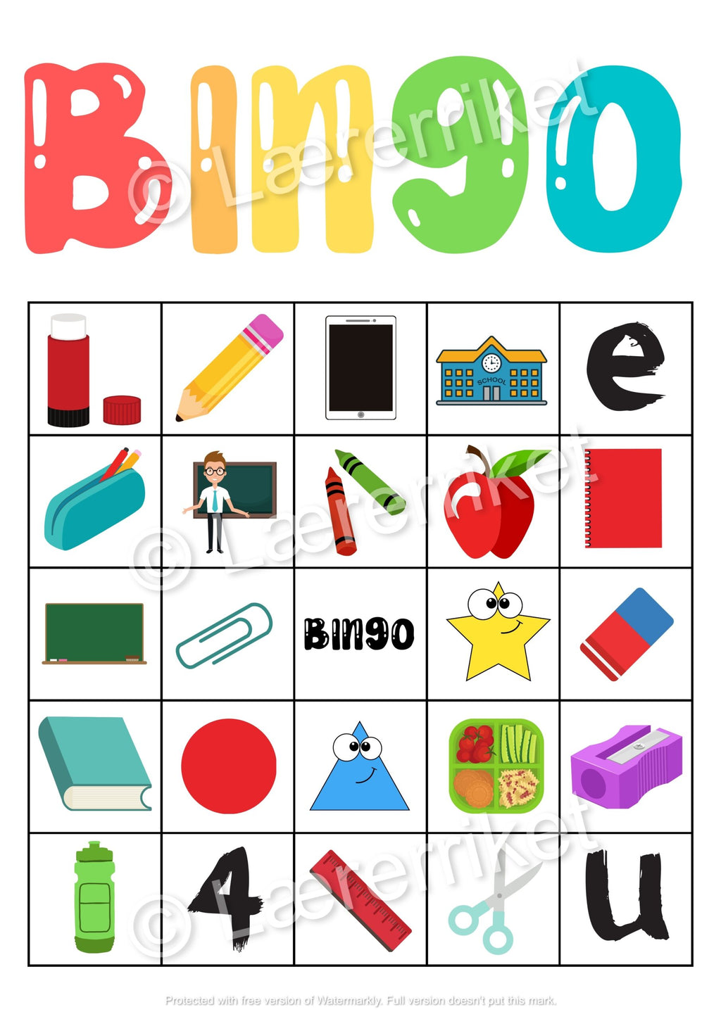 Skolestart-bingo