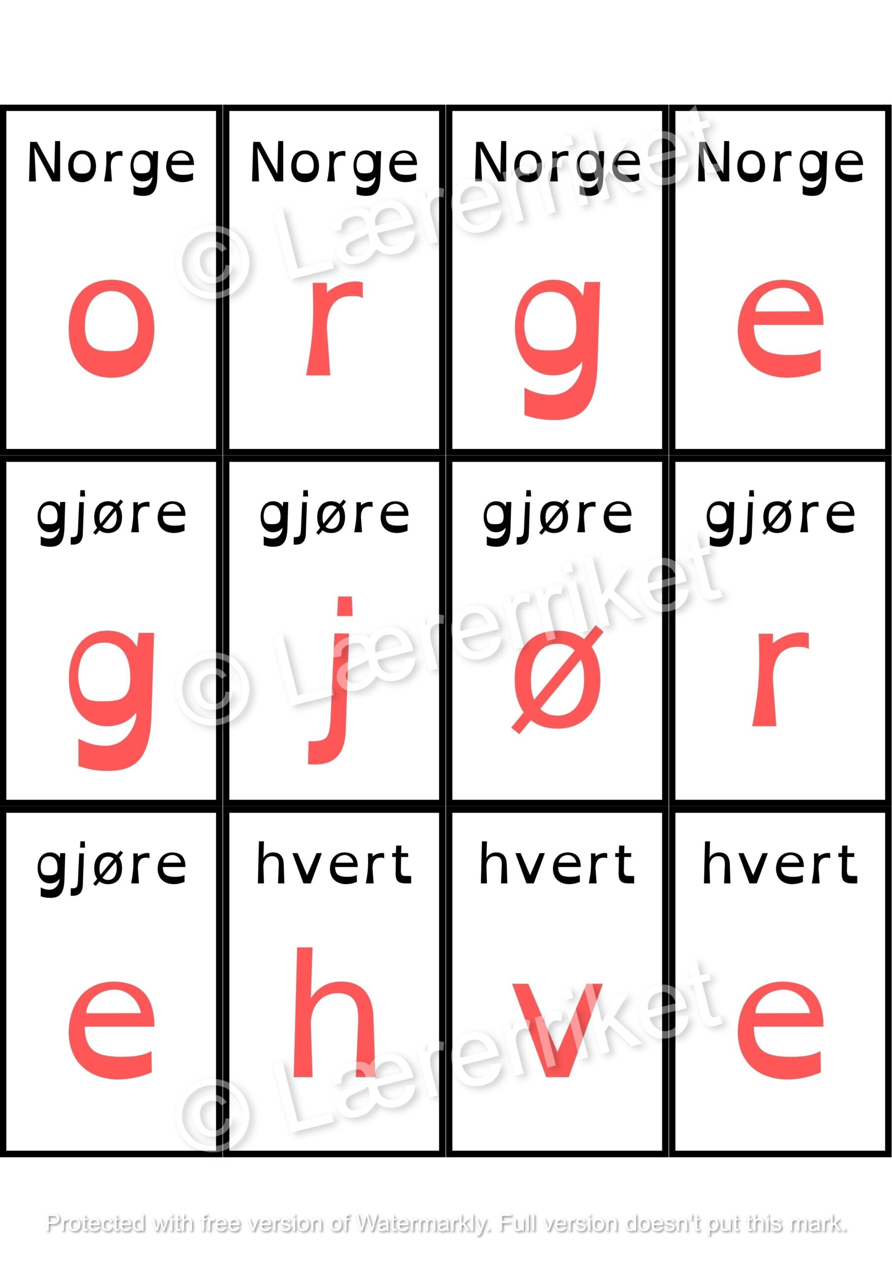 Høyfrekvente ord - pusleord