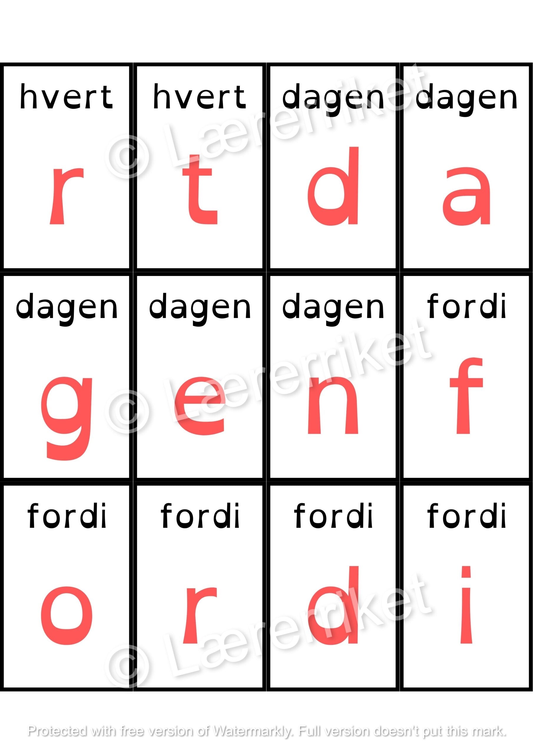 Høyfrekvente ord - pusleord
