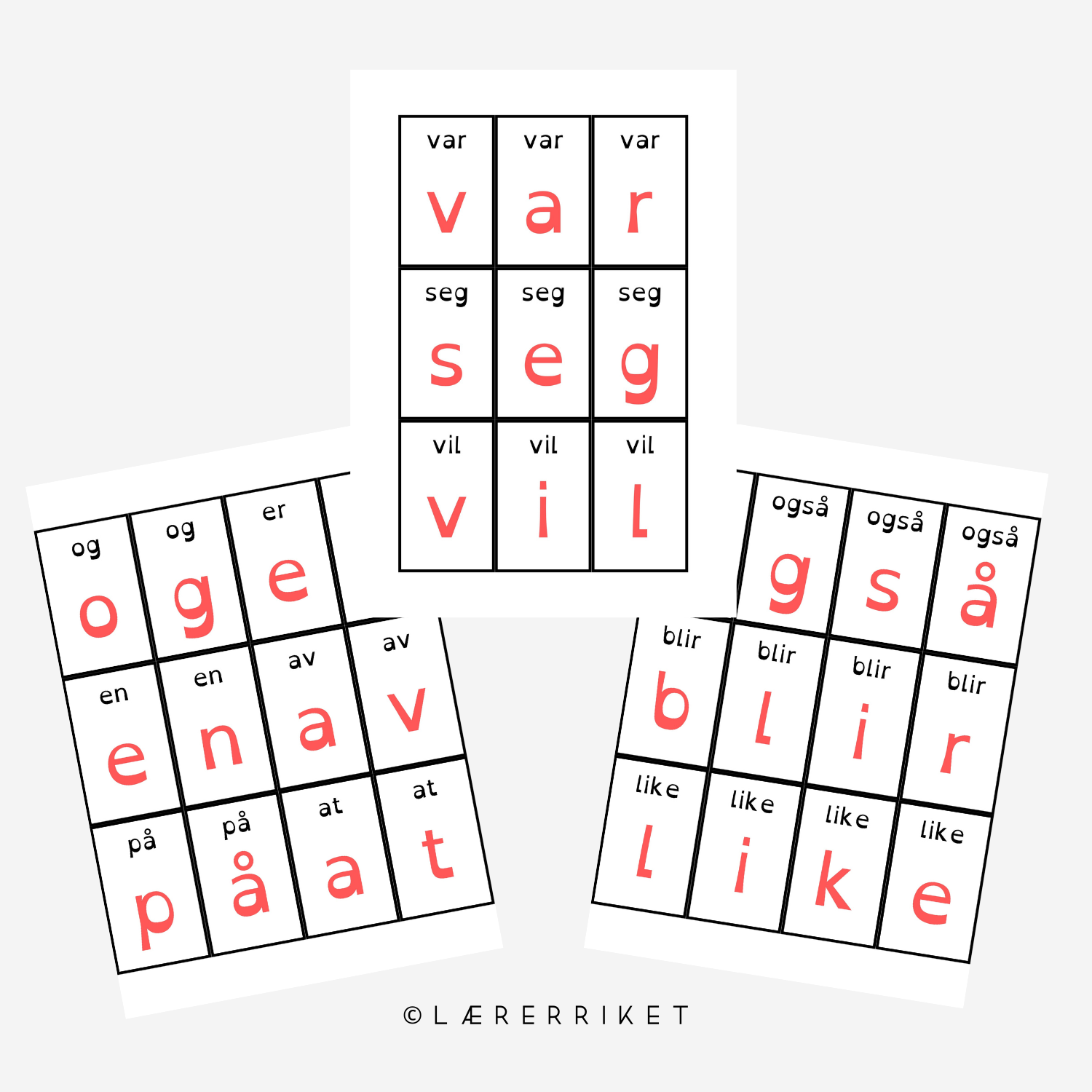 Høyfrekvente ord - pusleord
