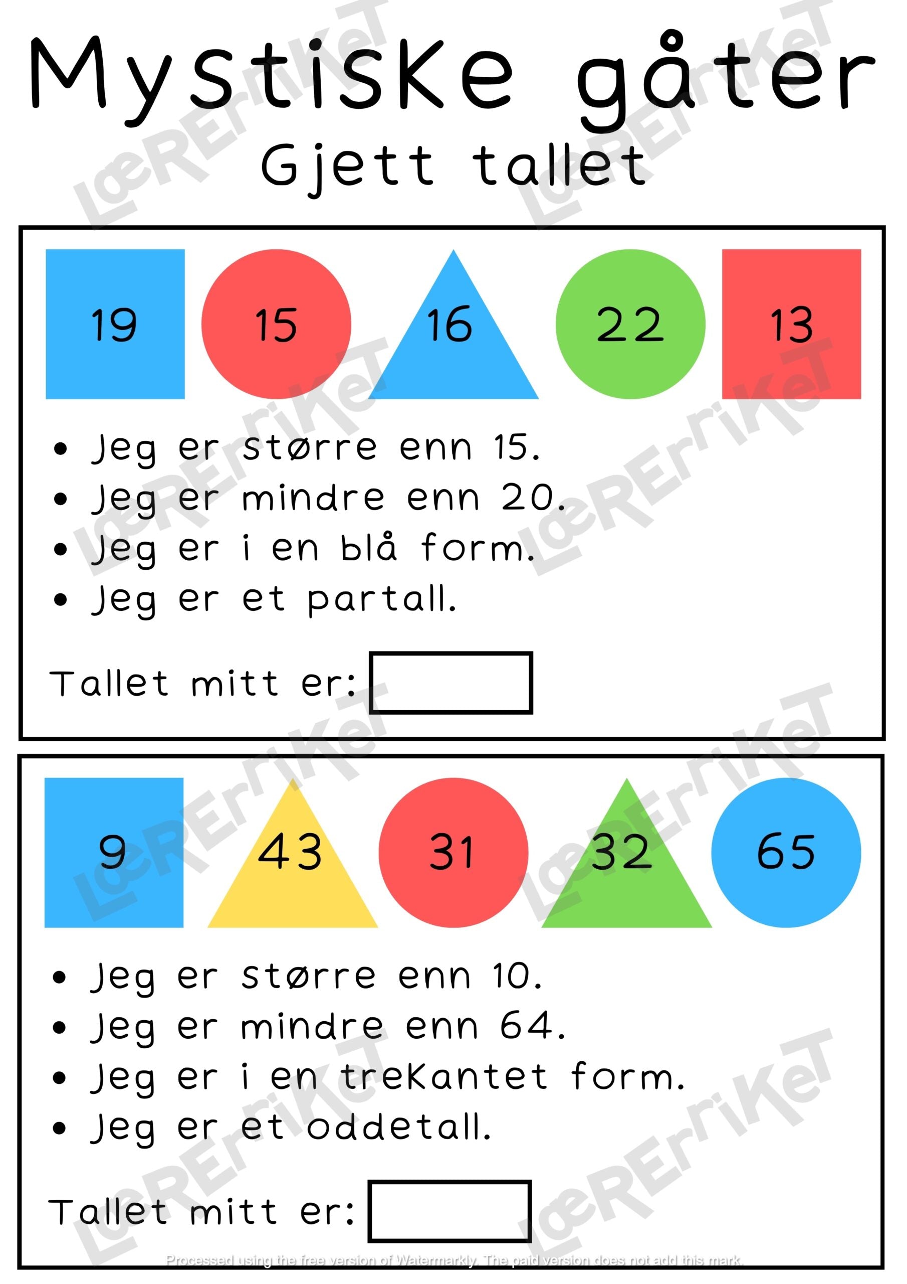 Mystiske gåter - matematikkbegreper