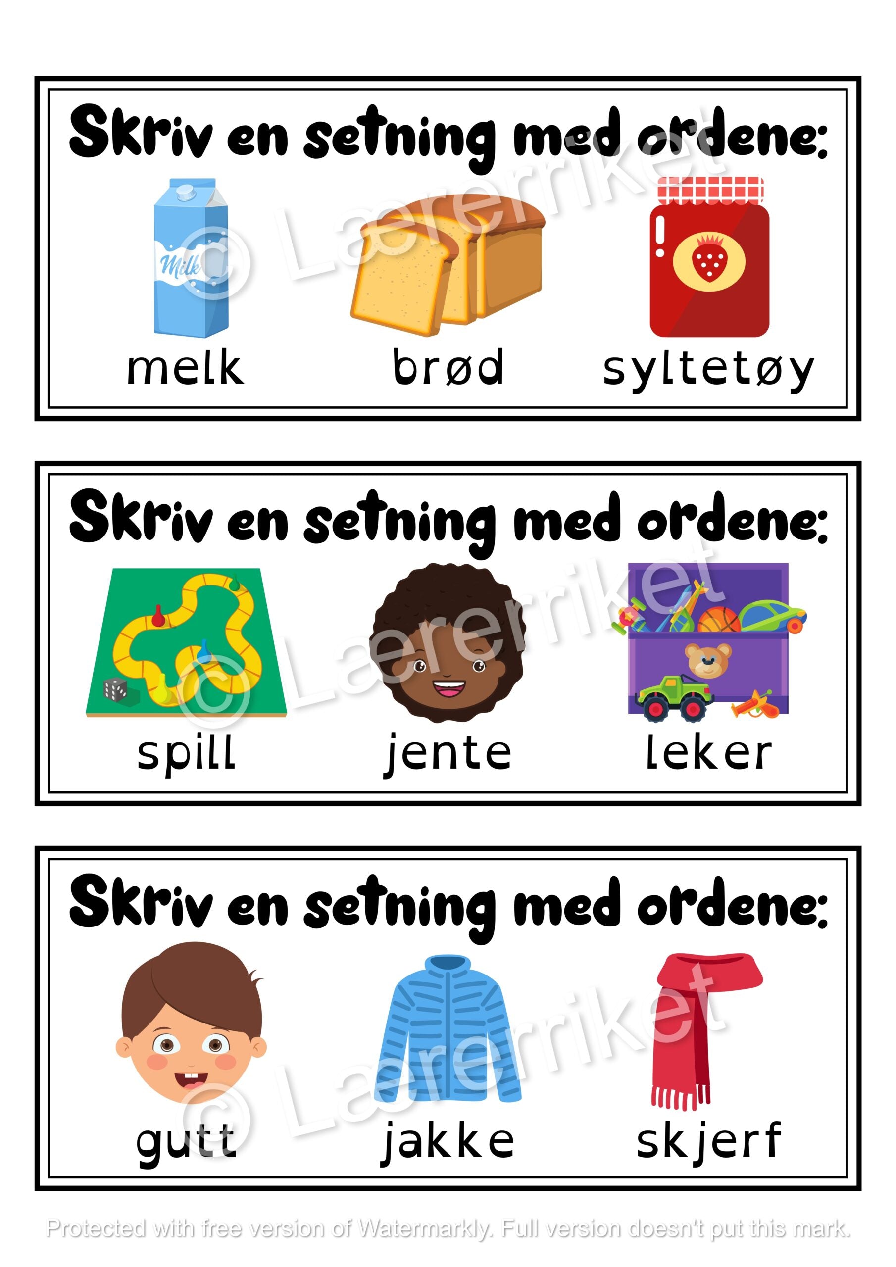 Fra ord til setninger - skriveoppdrag