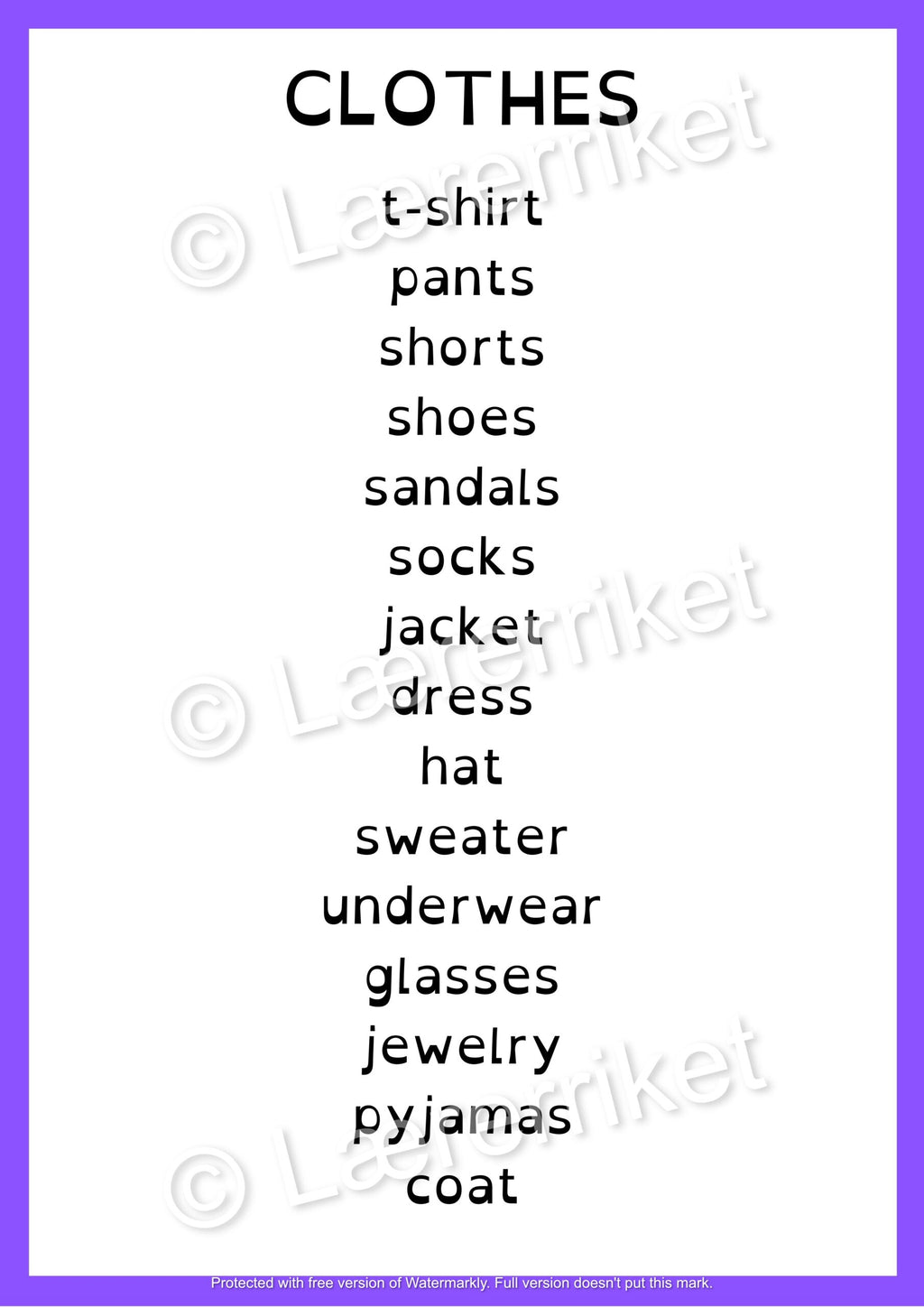 Flashcards - Clothes