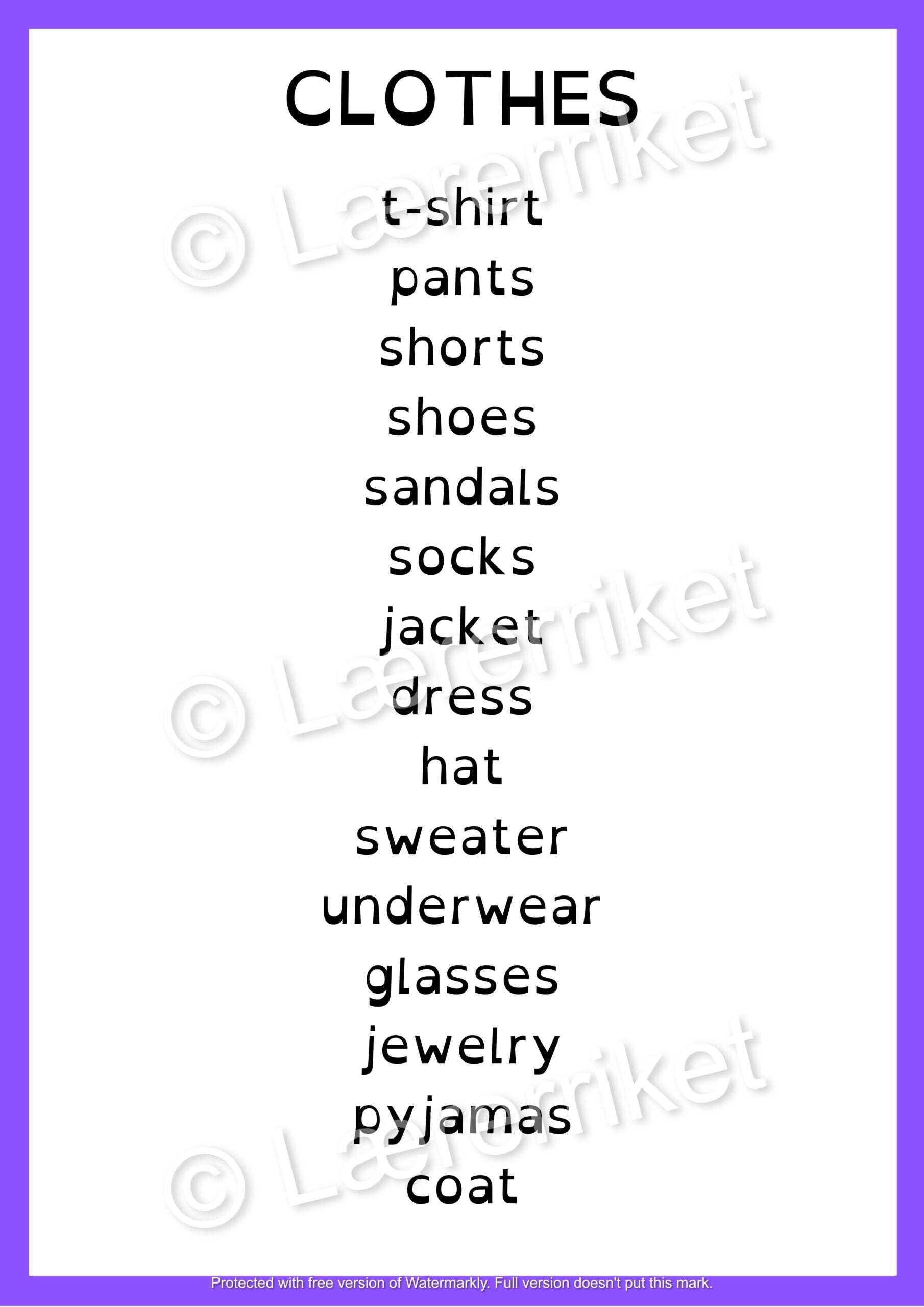 Flashcards - Clothes