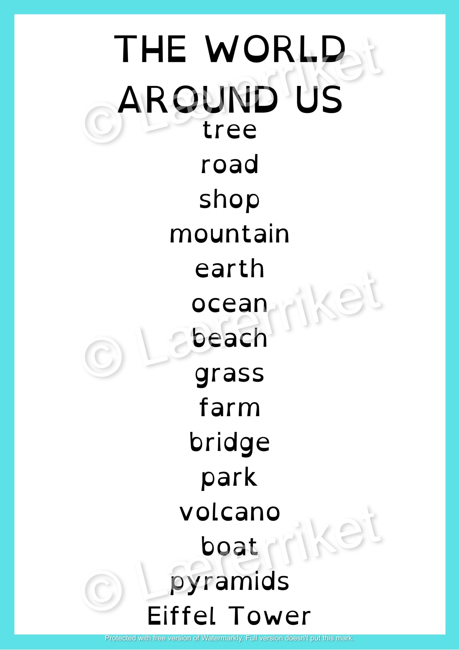 Flashcards - The world around us