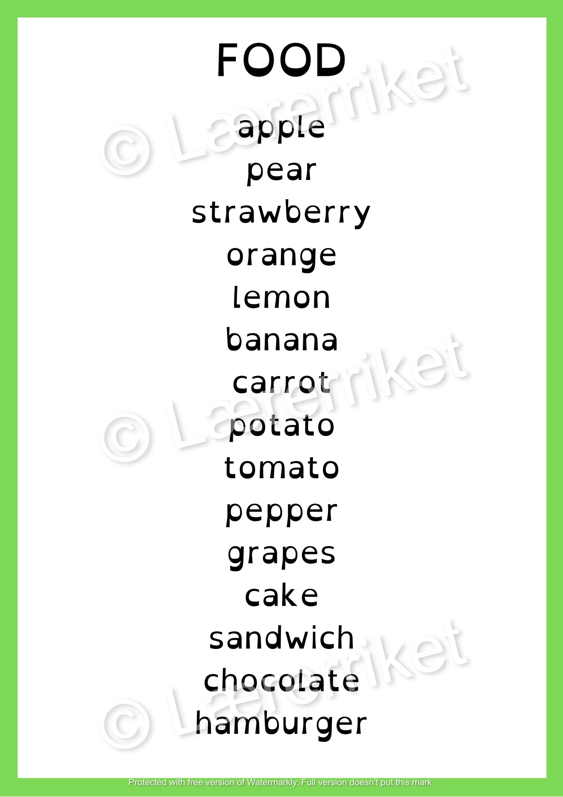 Flashcards - Food