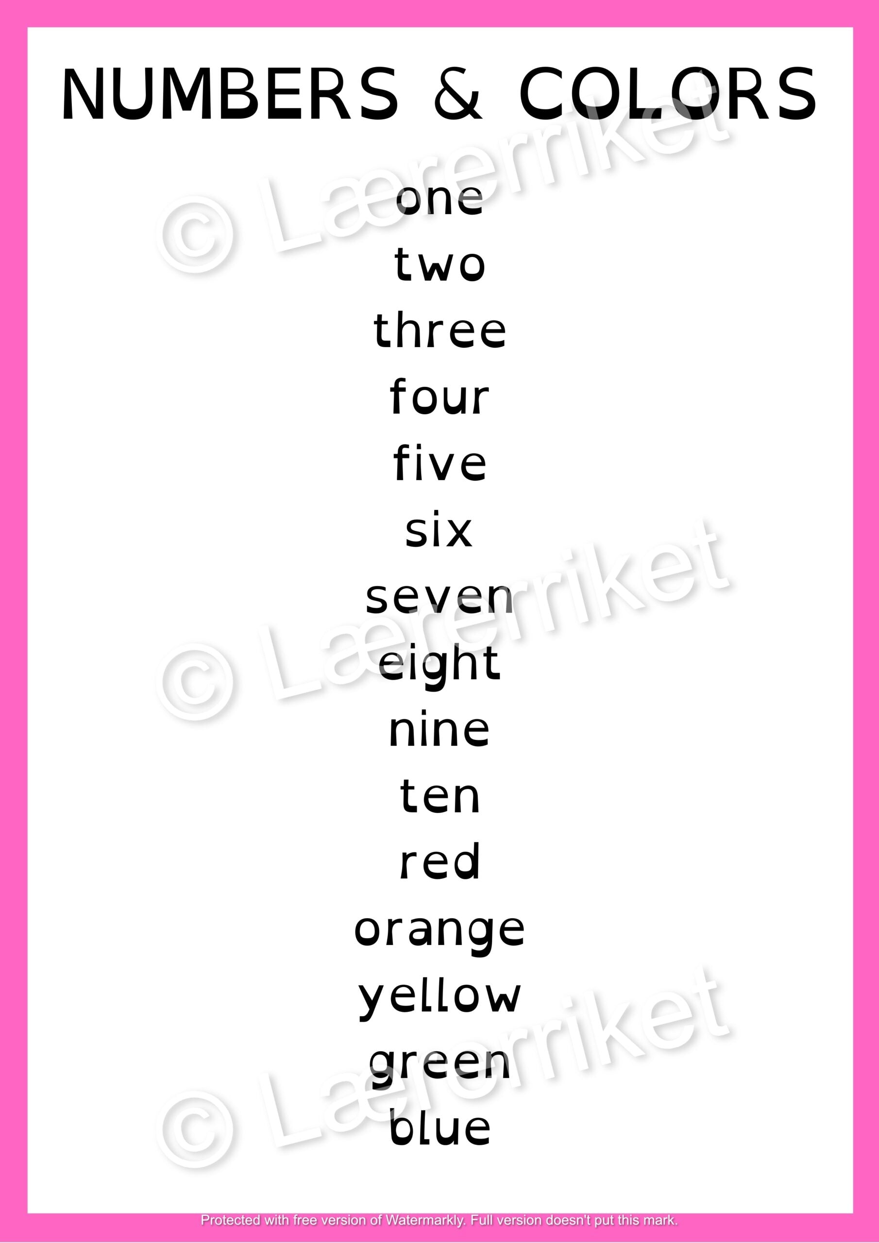 Flashcards - Numbers and colors
