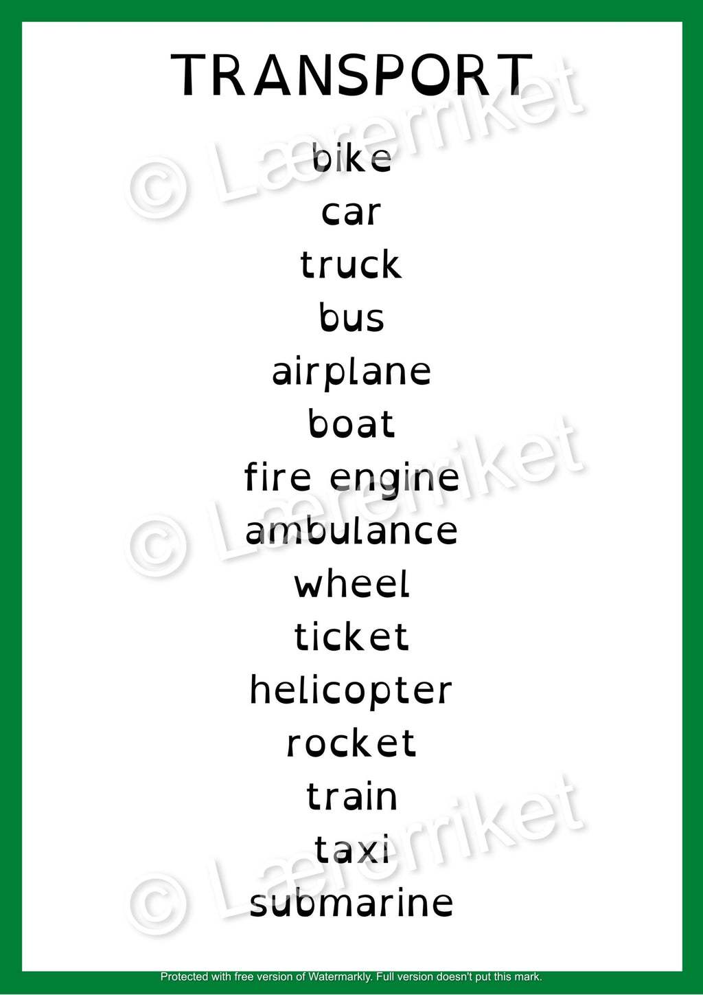 Flashcards - Transport