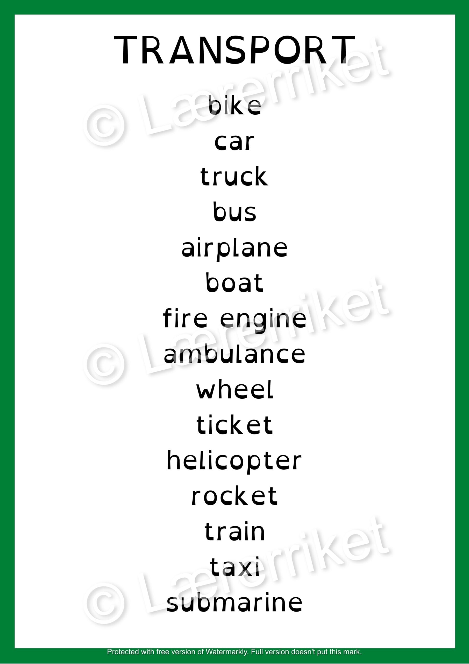 Flashcards - Transport