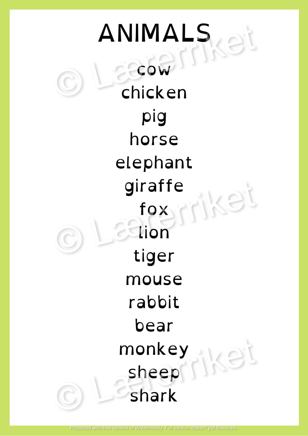 Flashcards - Animals