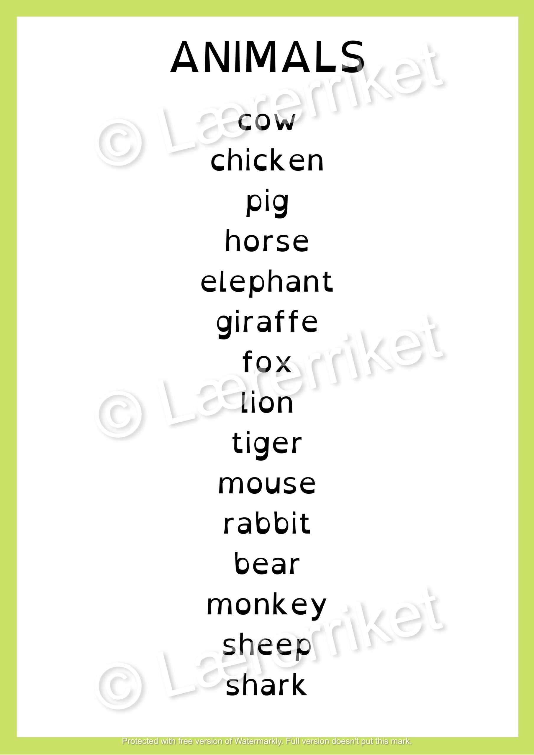 Flashcards - Animals