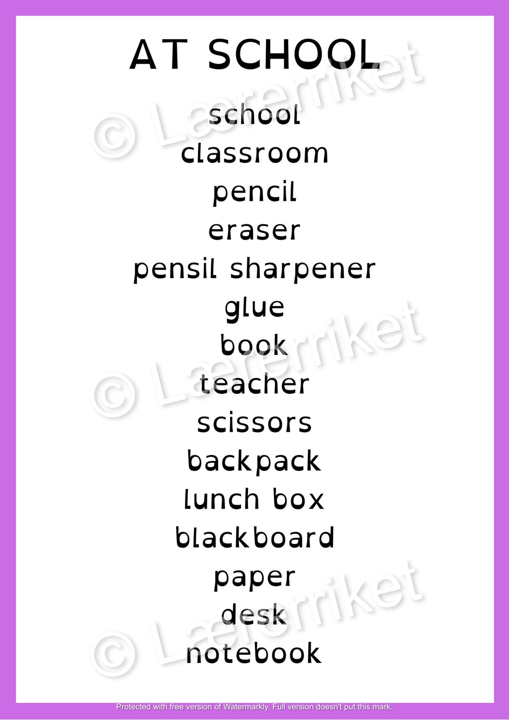 Flashcards - At School