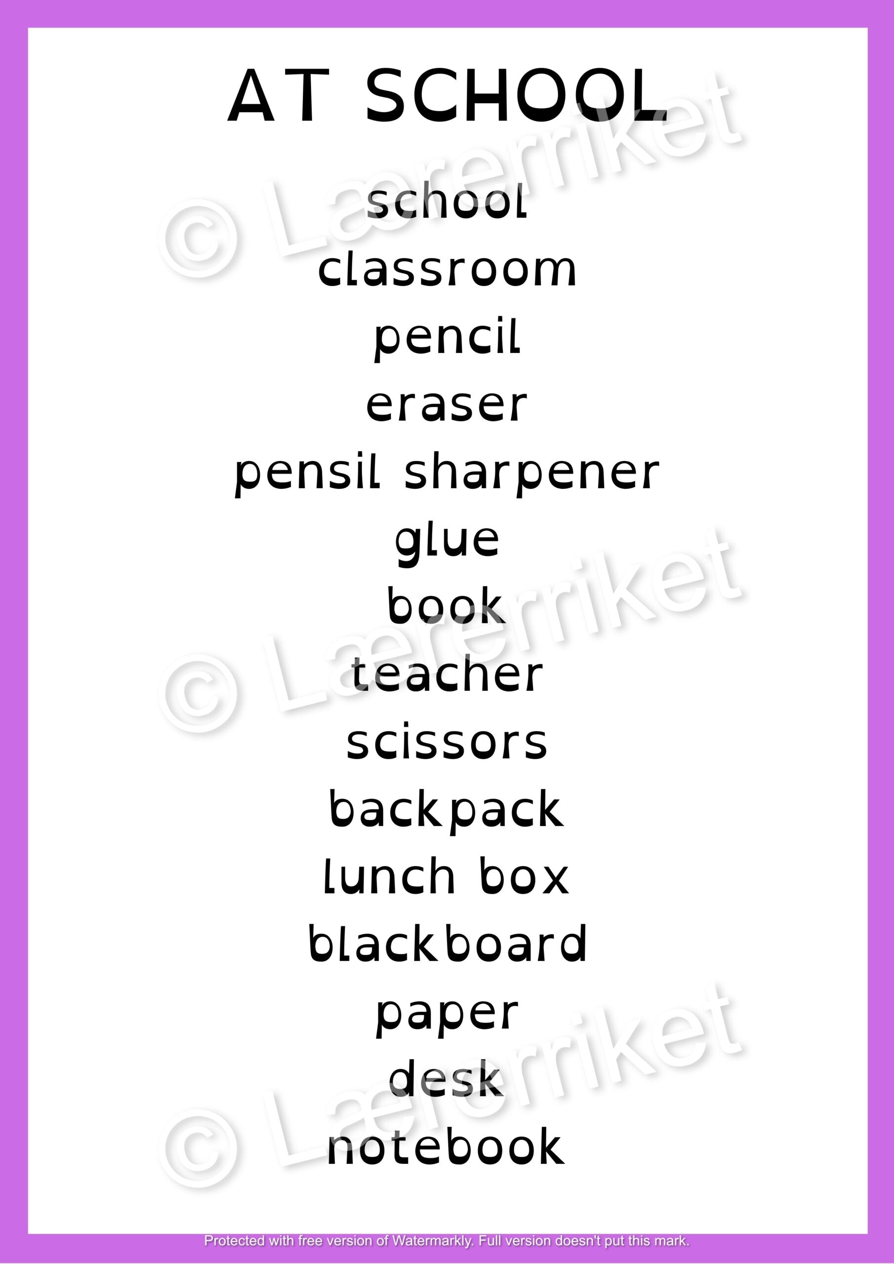 Flashcards - At School