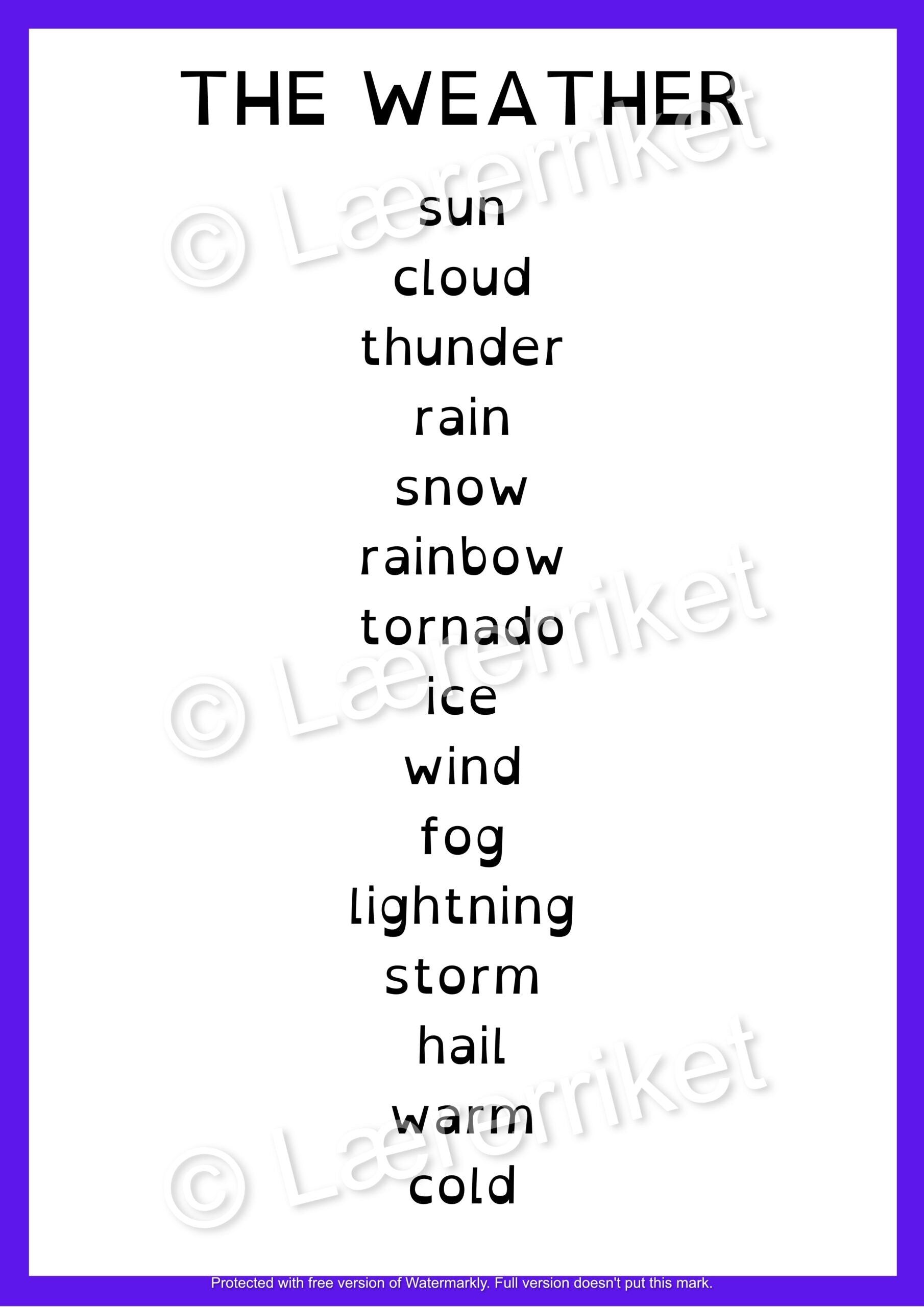 Flashcards - The Weather