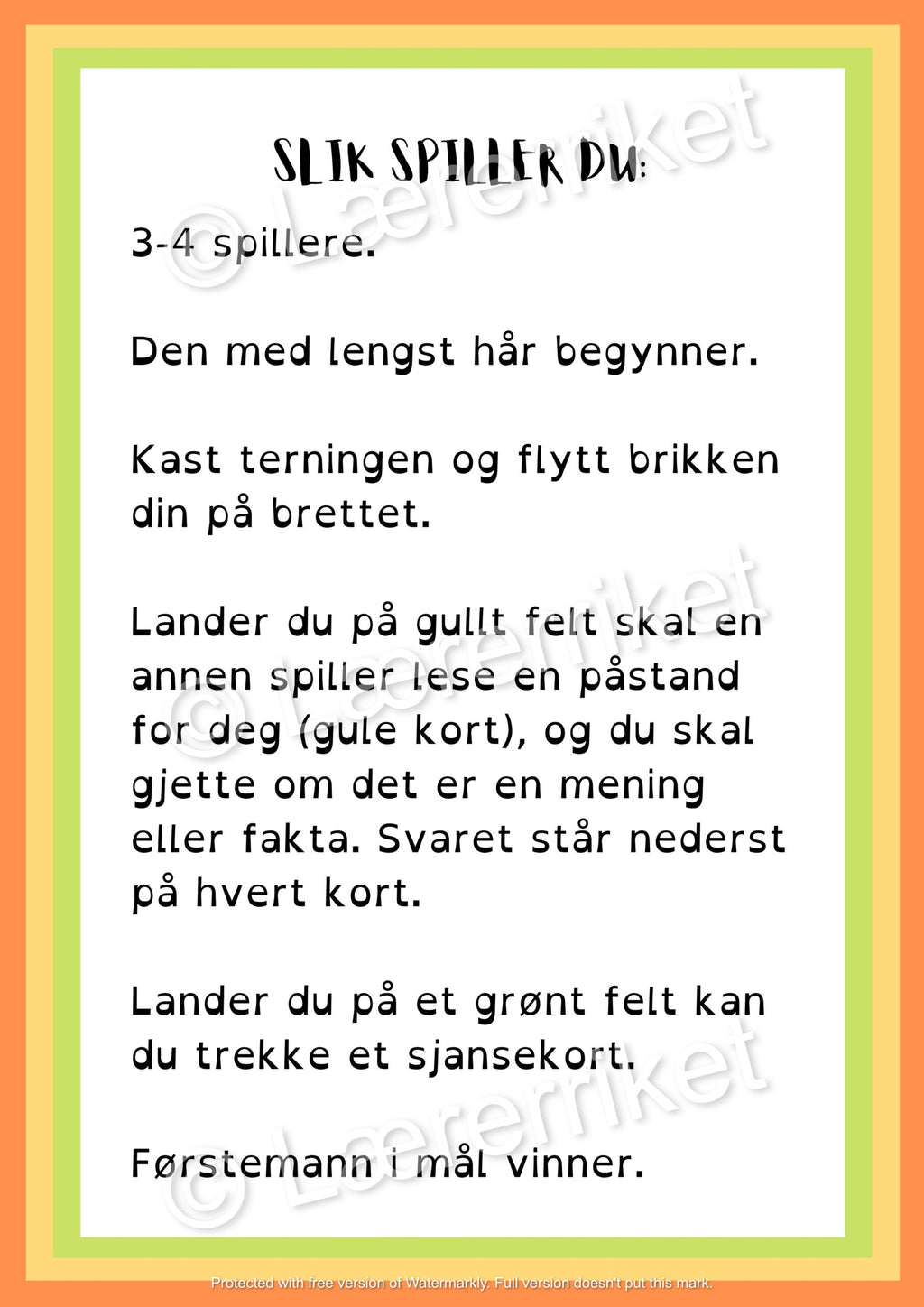 Meninger og fakta - spill