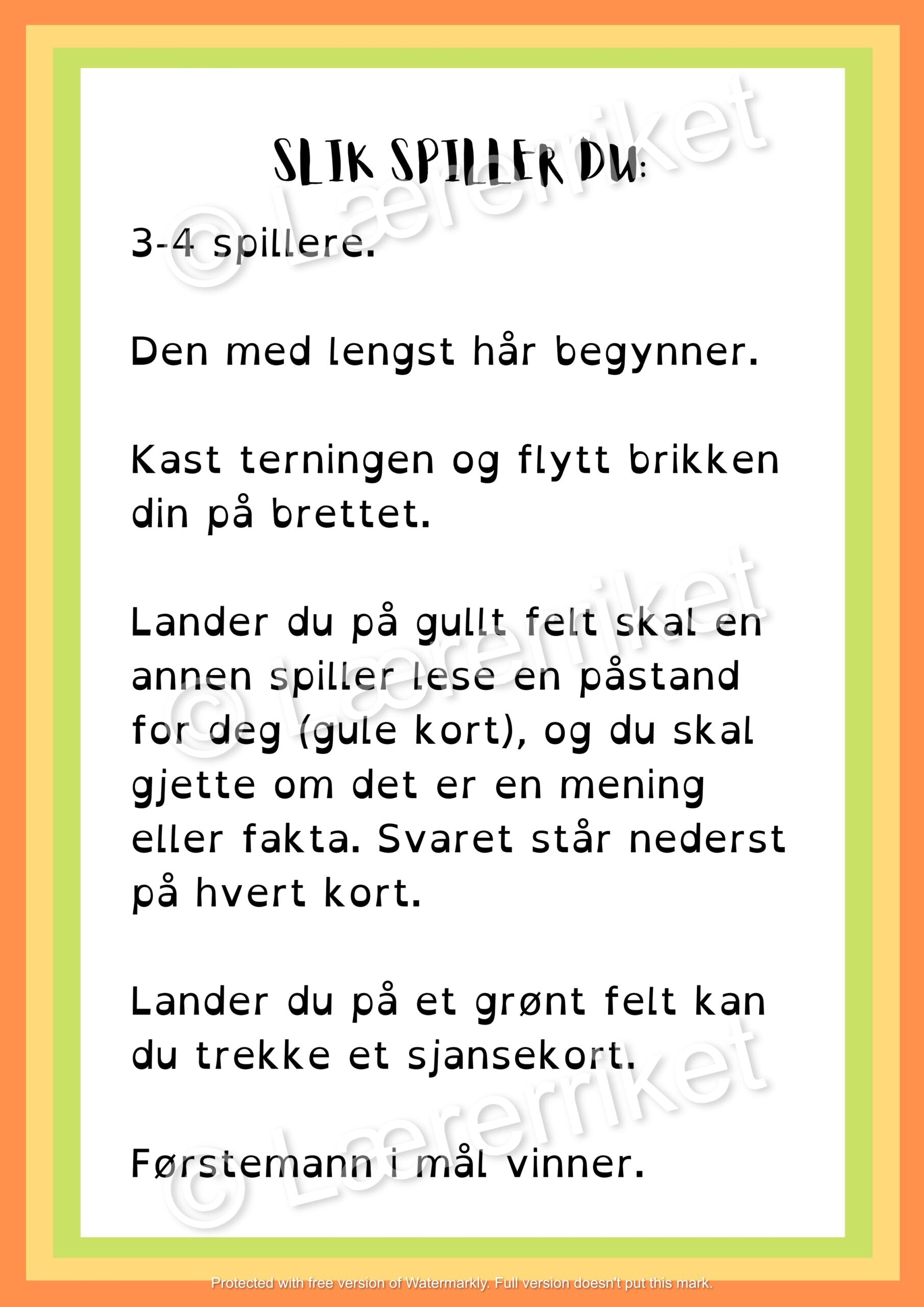 Meninger og fakta - spill