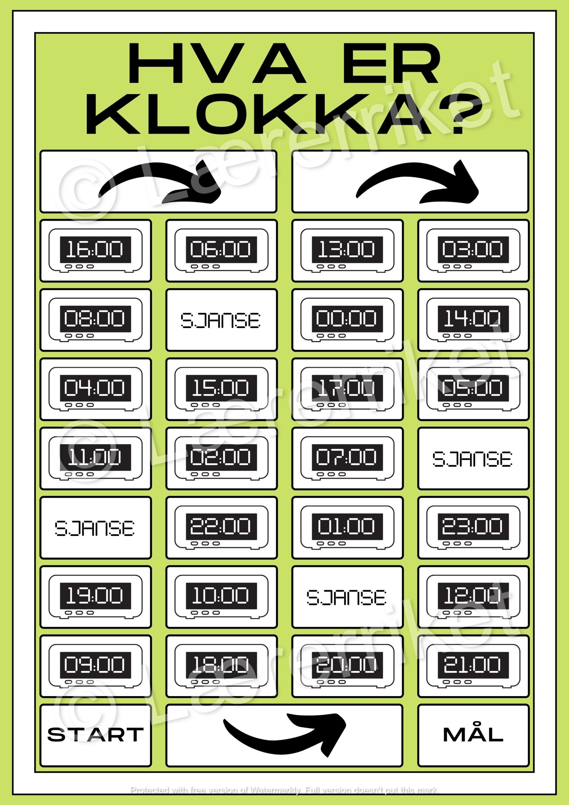 Digitalklokke - spill - hel og halv