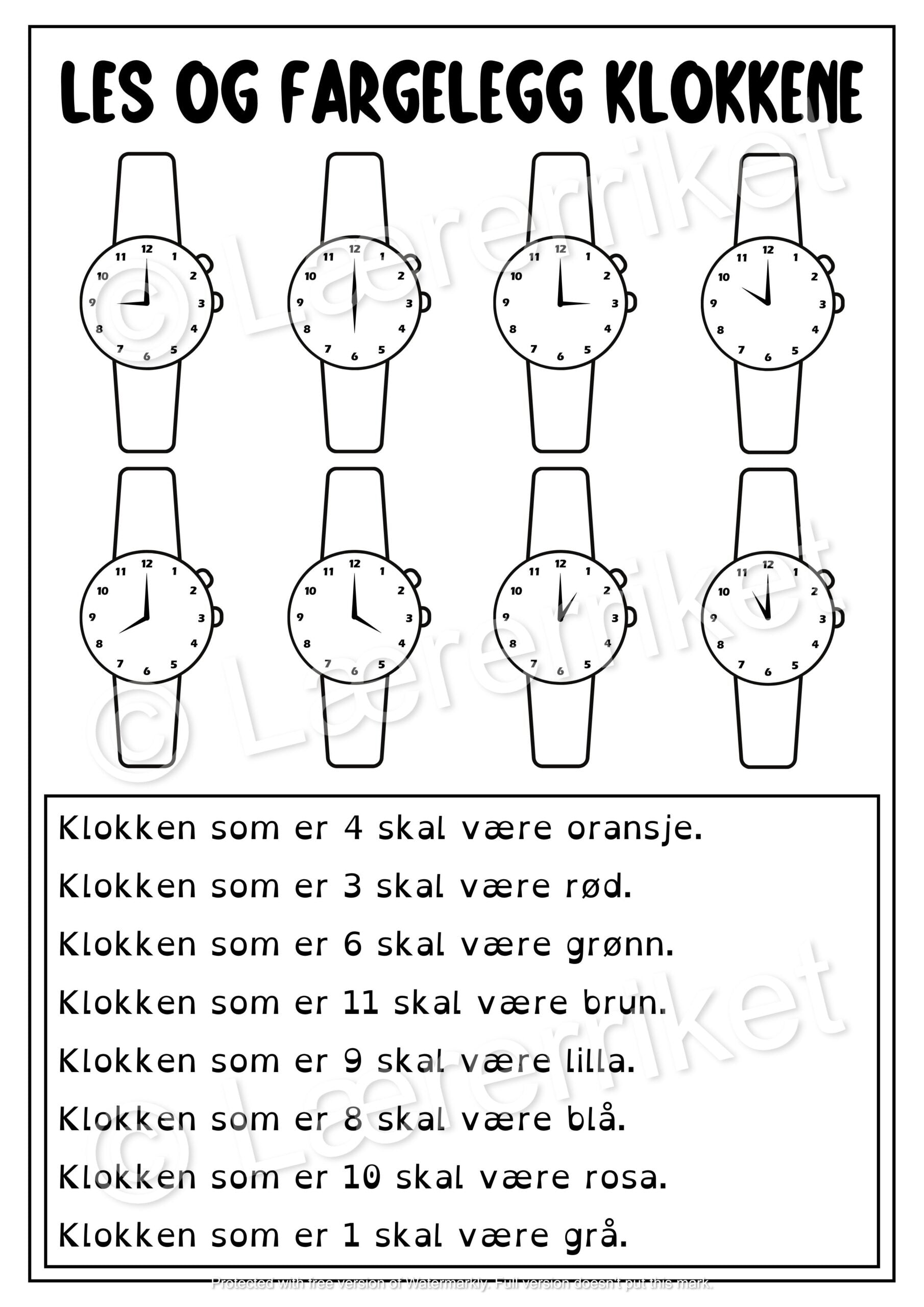 Les og farg - klokka