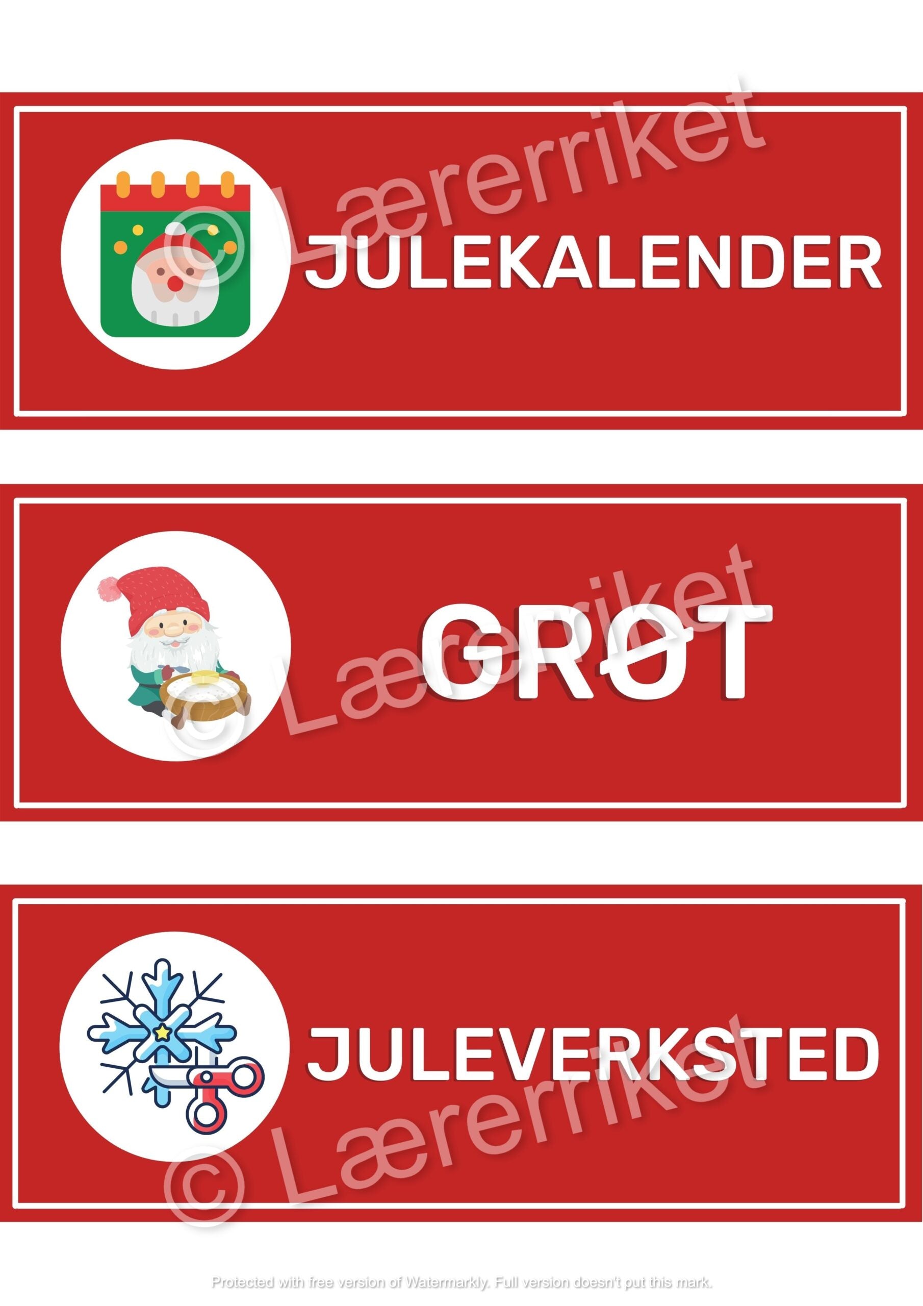 Timeplan - juleaktiviteter