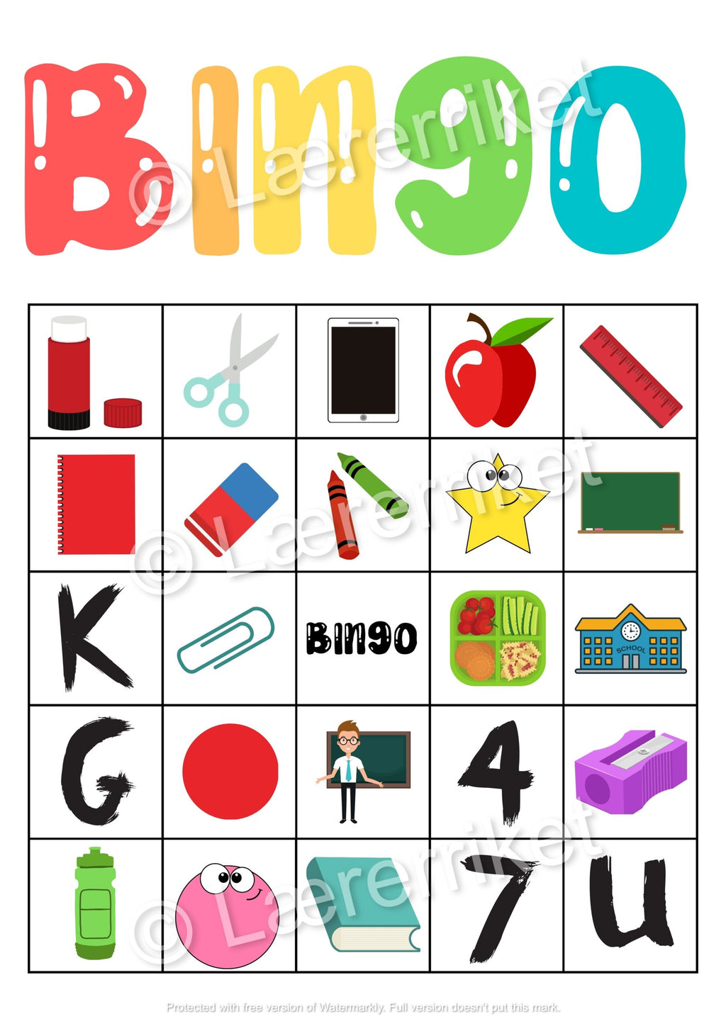 Skolestart-bingo