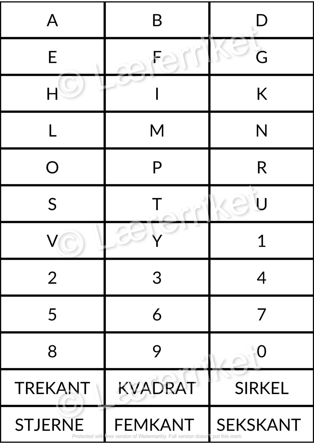 Skolestart-bingo