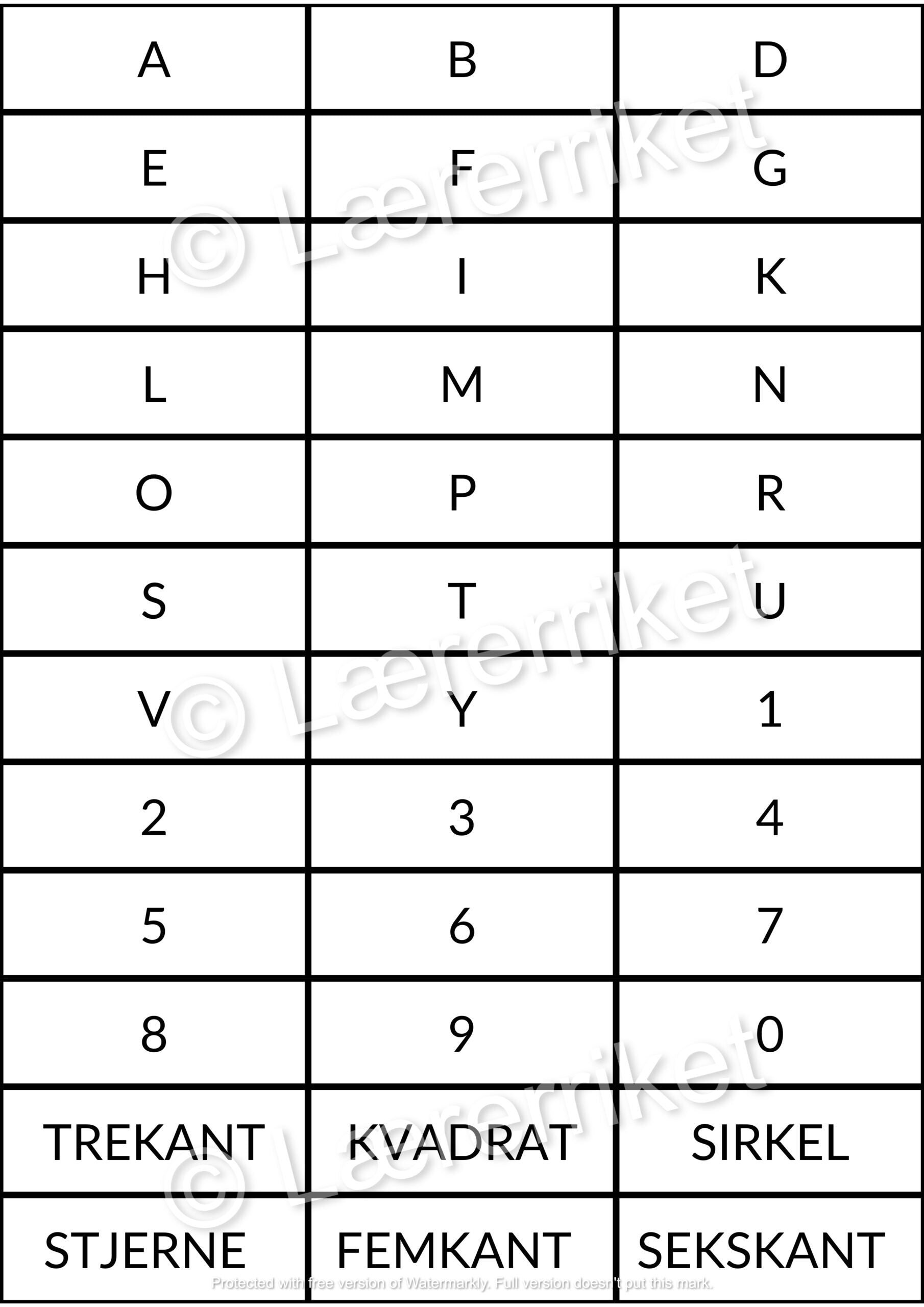 Skolestart-bingo
