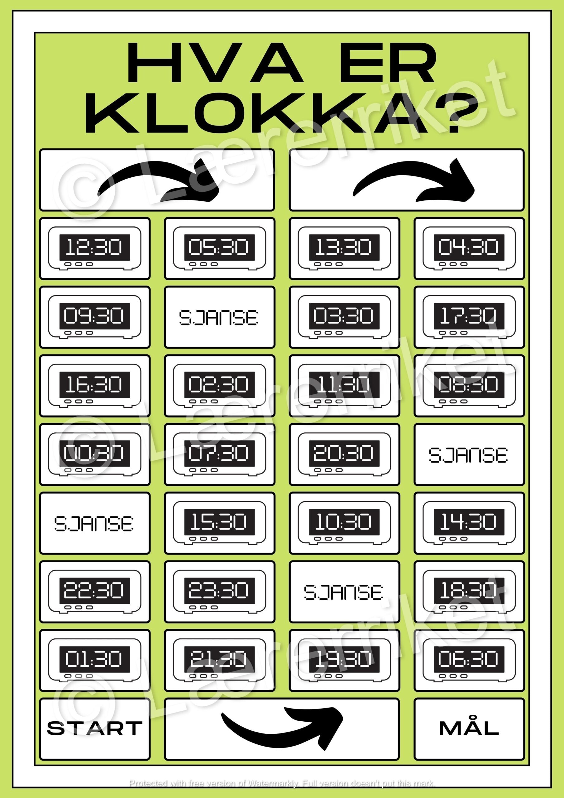 Digitalklokke - spill - hel og halv