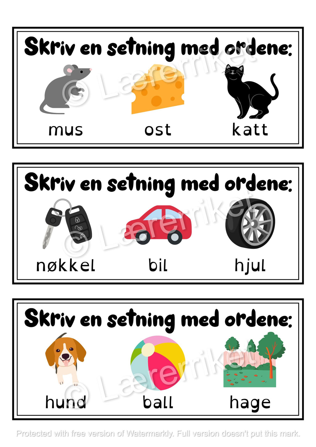 Fra ord til setninger - skriveoppdrag