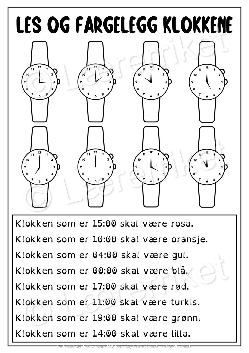 Les og farg - klokka
