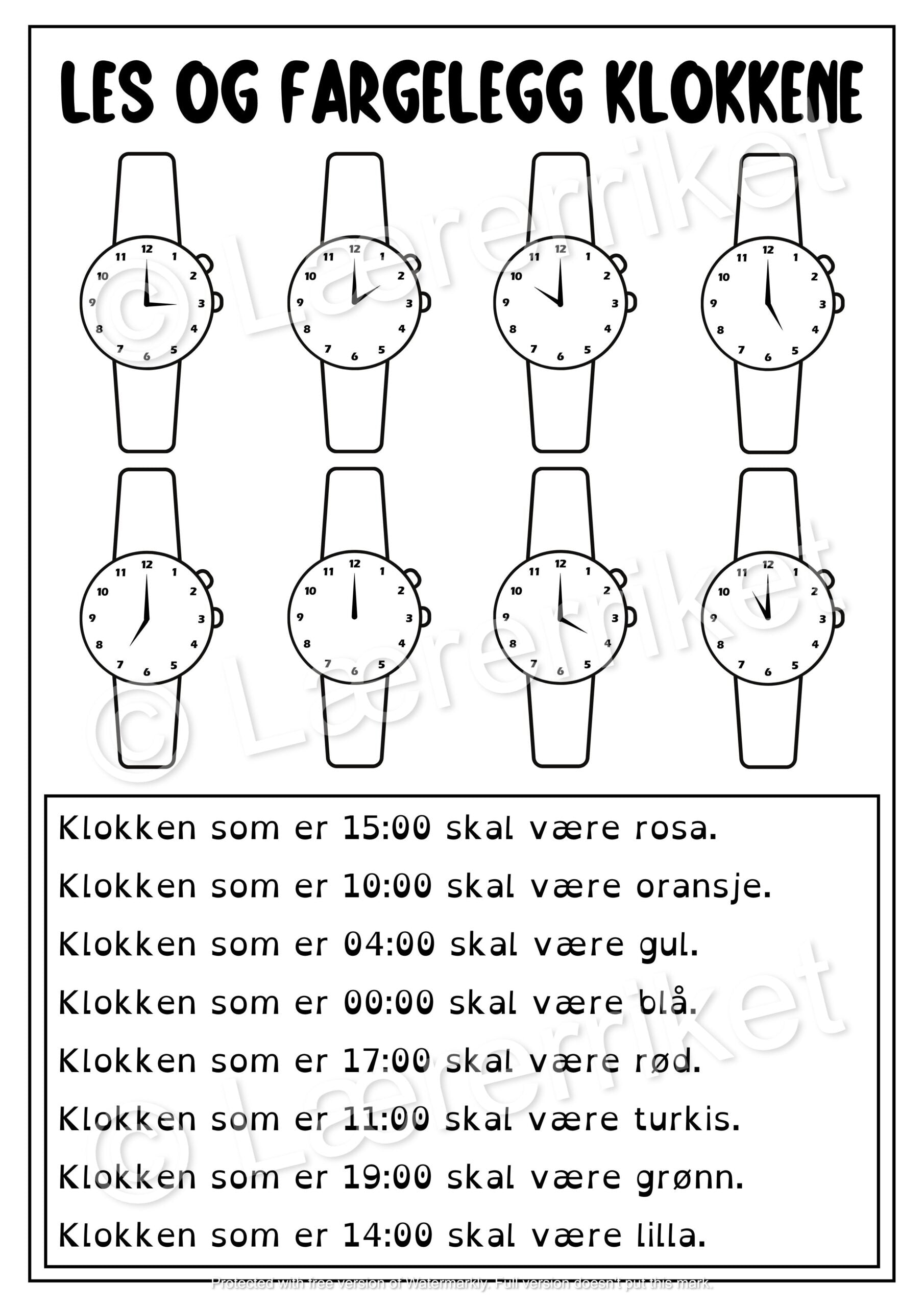 Les og farg - klokka
