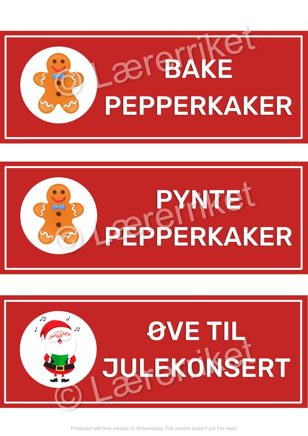 Timeplan - juleaktiviteter
