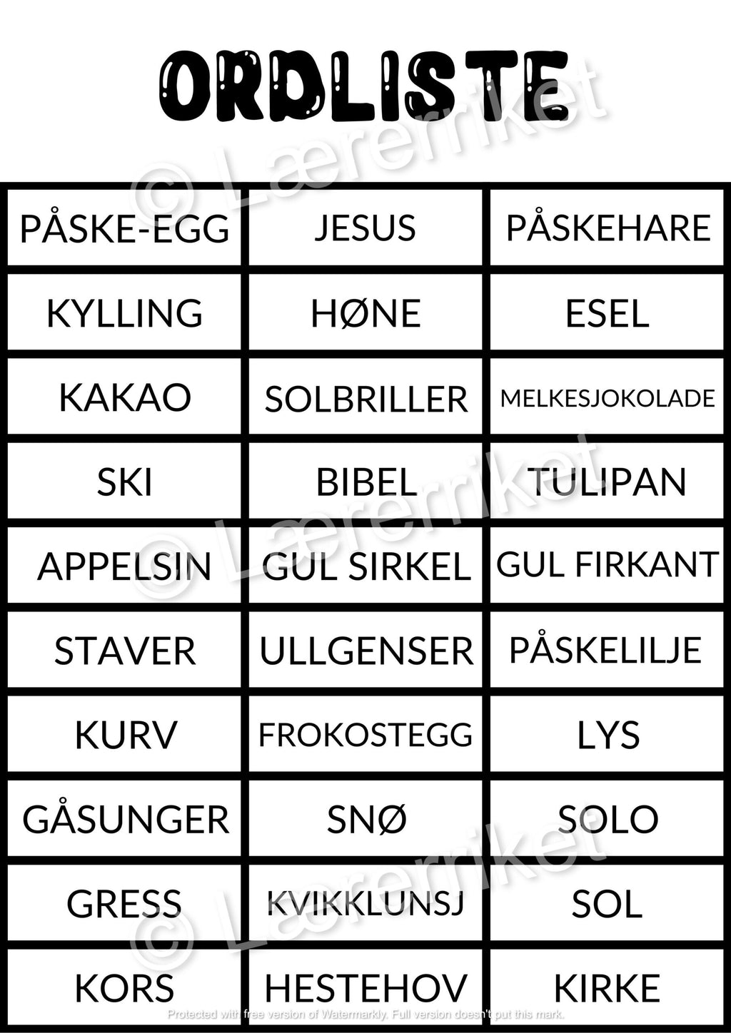Påske-bingo