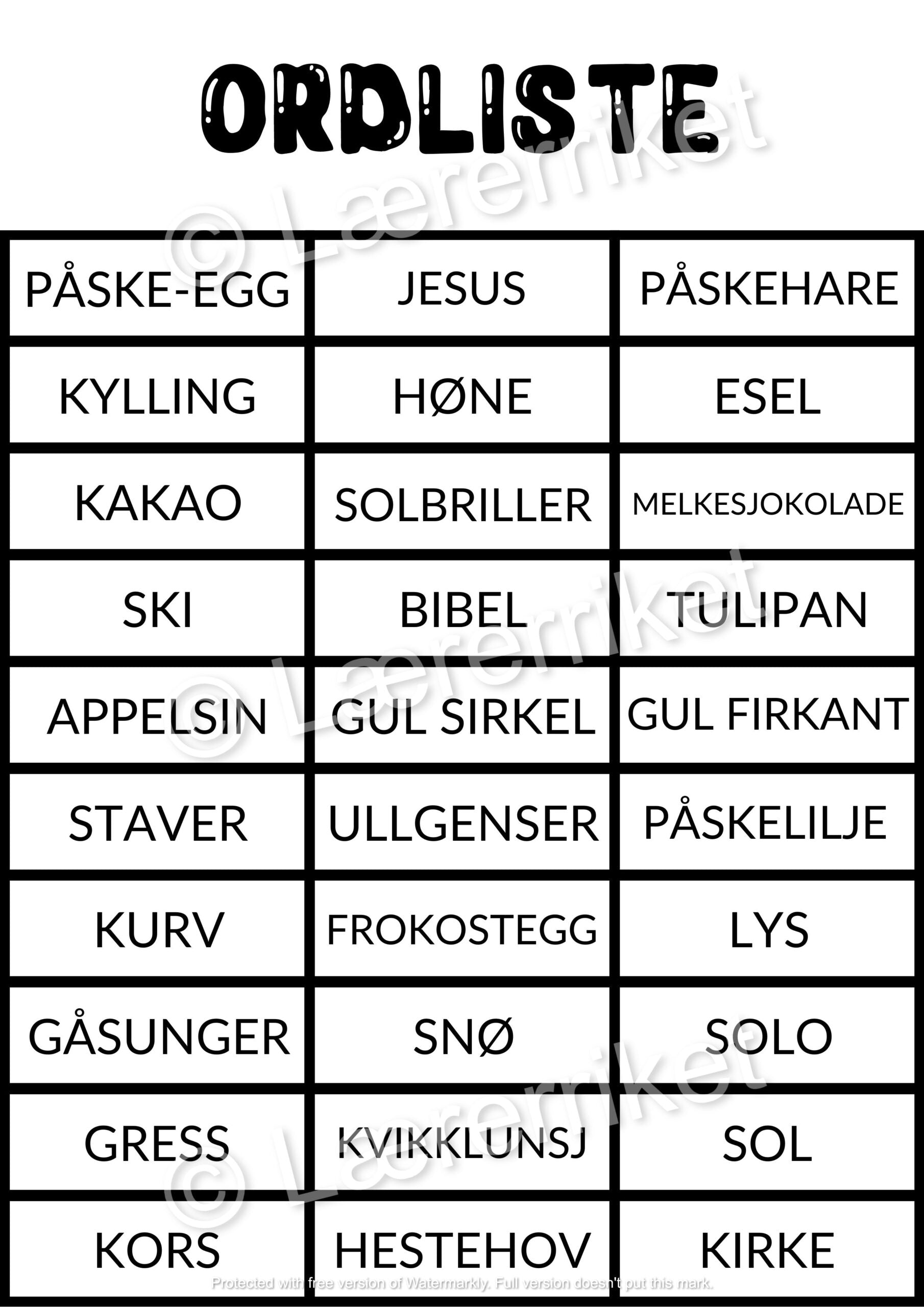 Påske-bingo