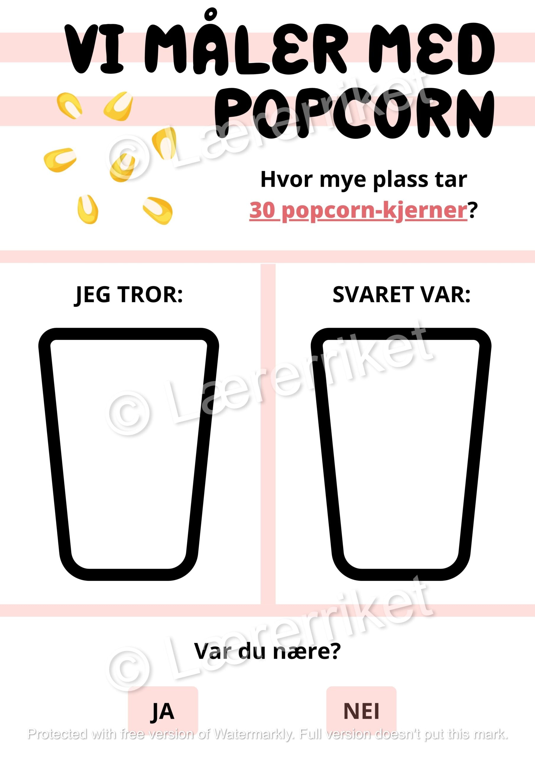 Måling av volum med popcorn