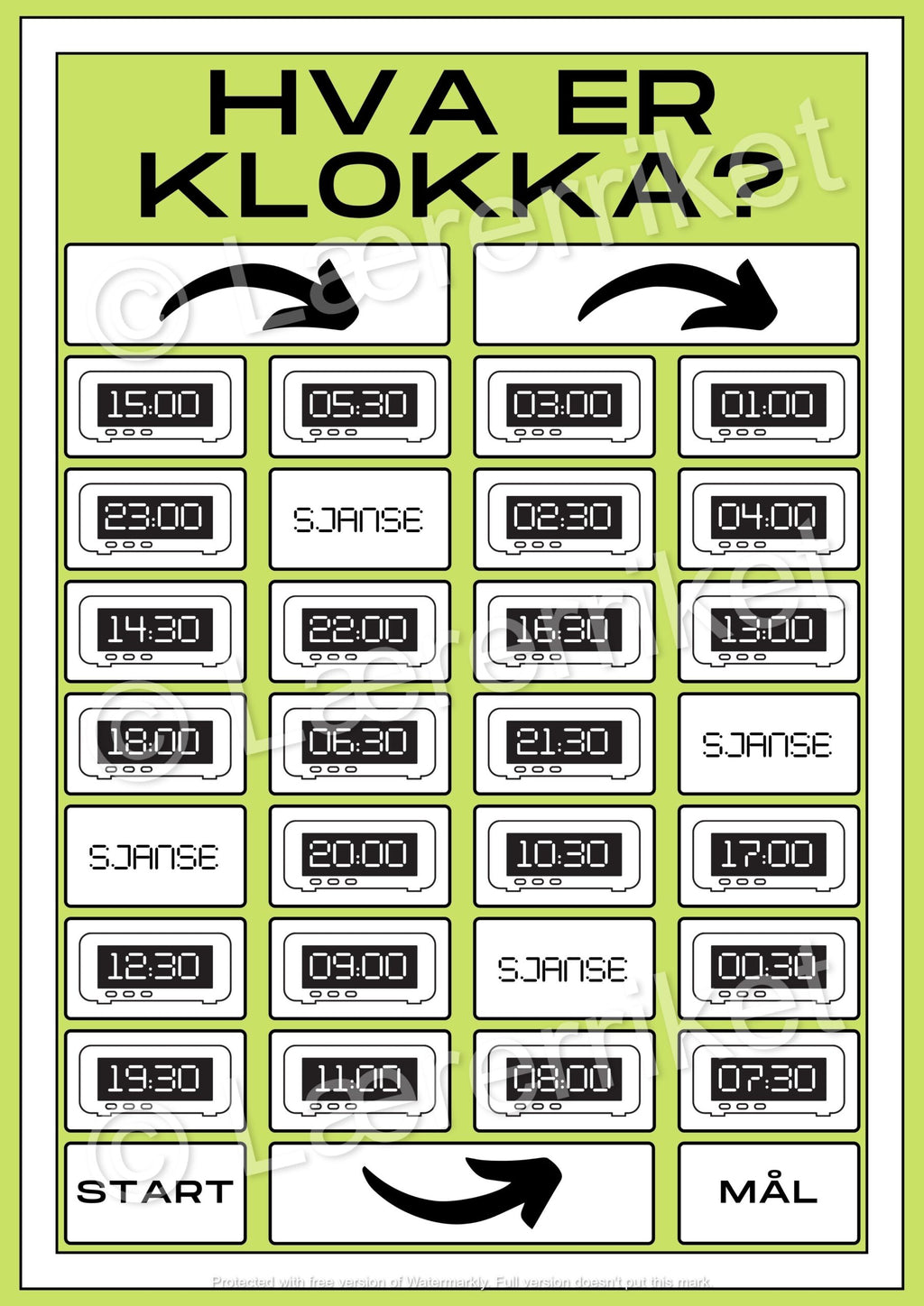 Digitalklokke - spill - hel og halv