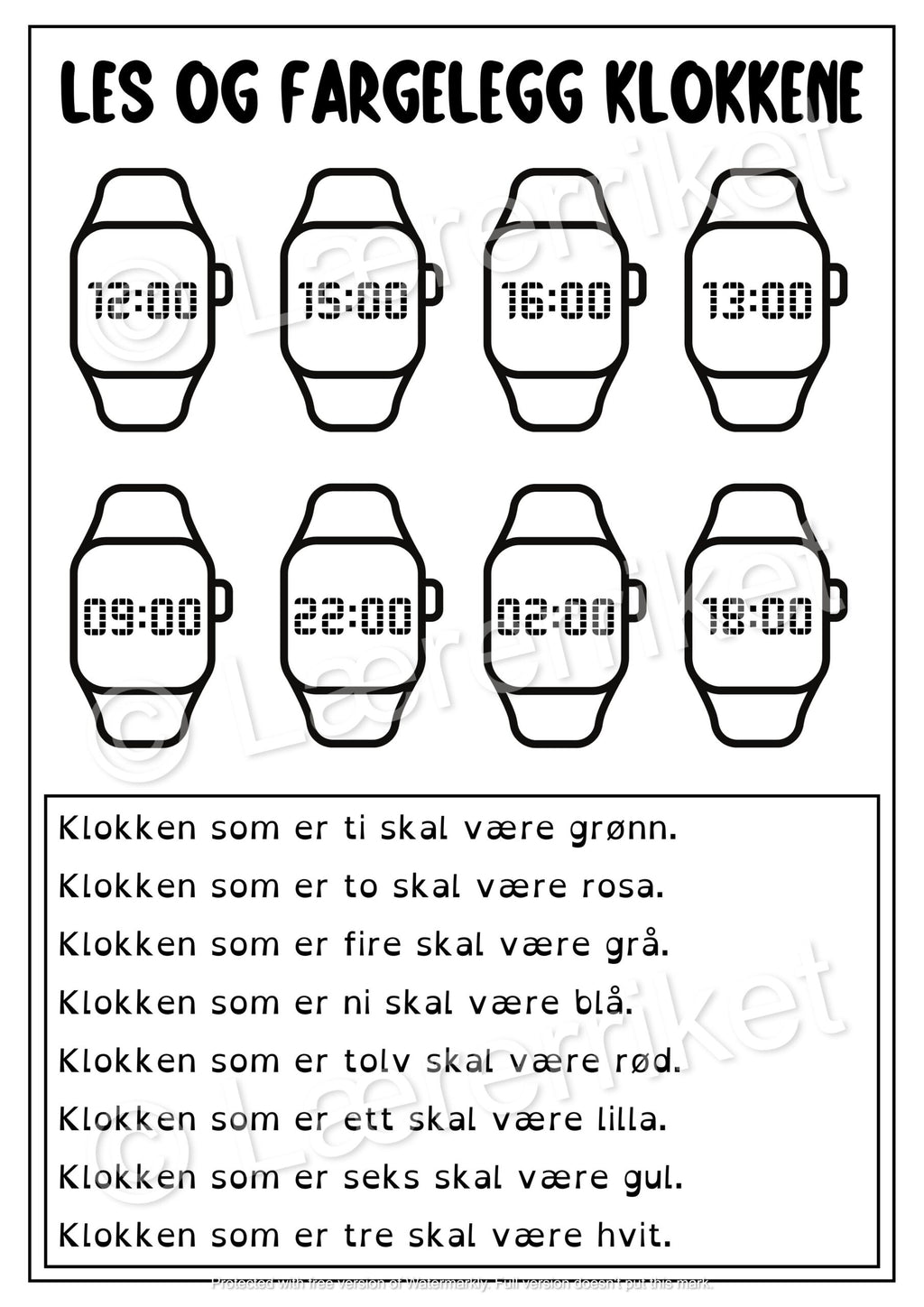 Les og farg - klokka
