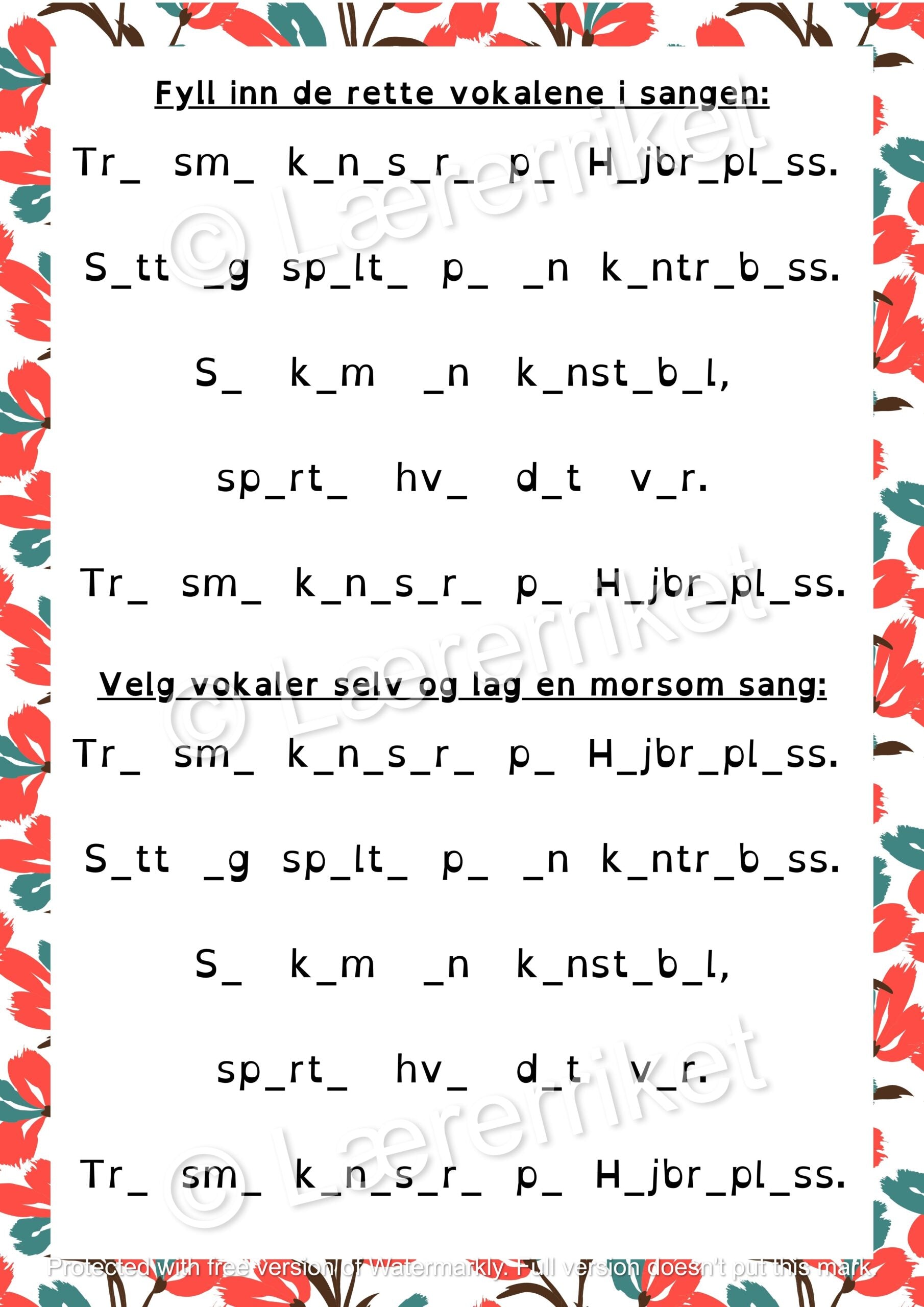 Vokaler - oppgavehefte