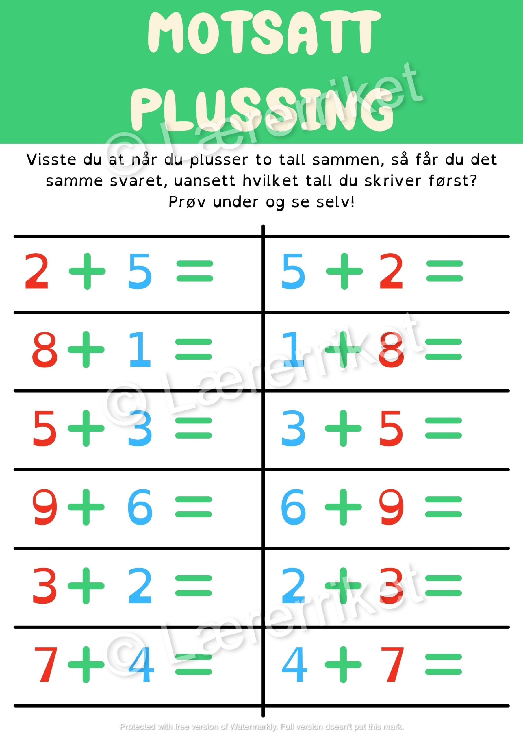 Pluss og minus hefte