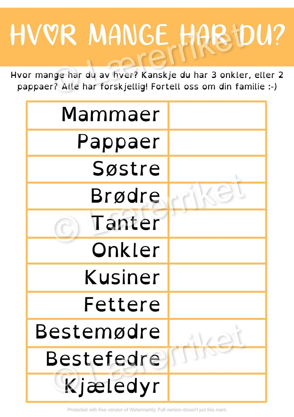 Familie - oppgavehefte